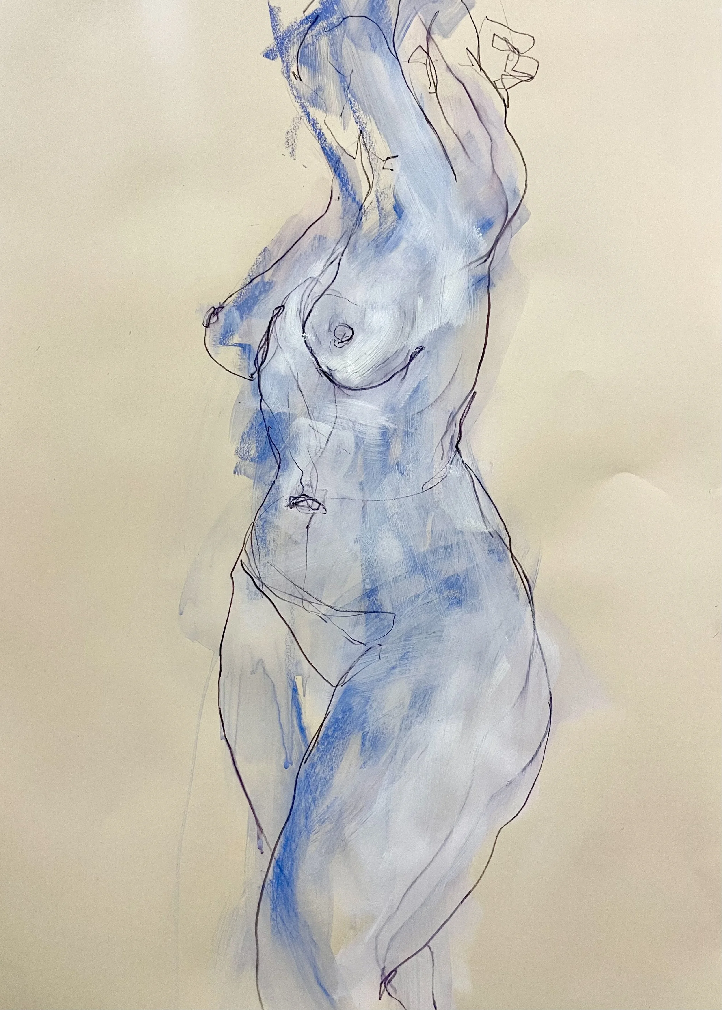 Solfrid's Stretch, 2025, Acrylic and mixed media on paper, 110 x 70 cm, Framed, £1,150
