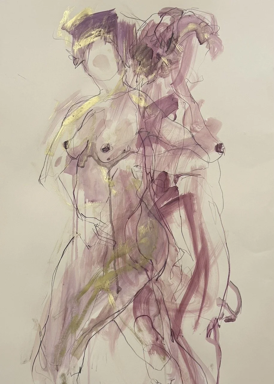 SOLD Lara Side by Side, Acrylic and mixed media on paper, 59.4 x 84.1 cm, £980 (framed)