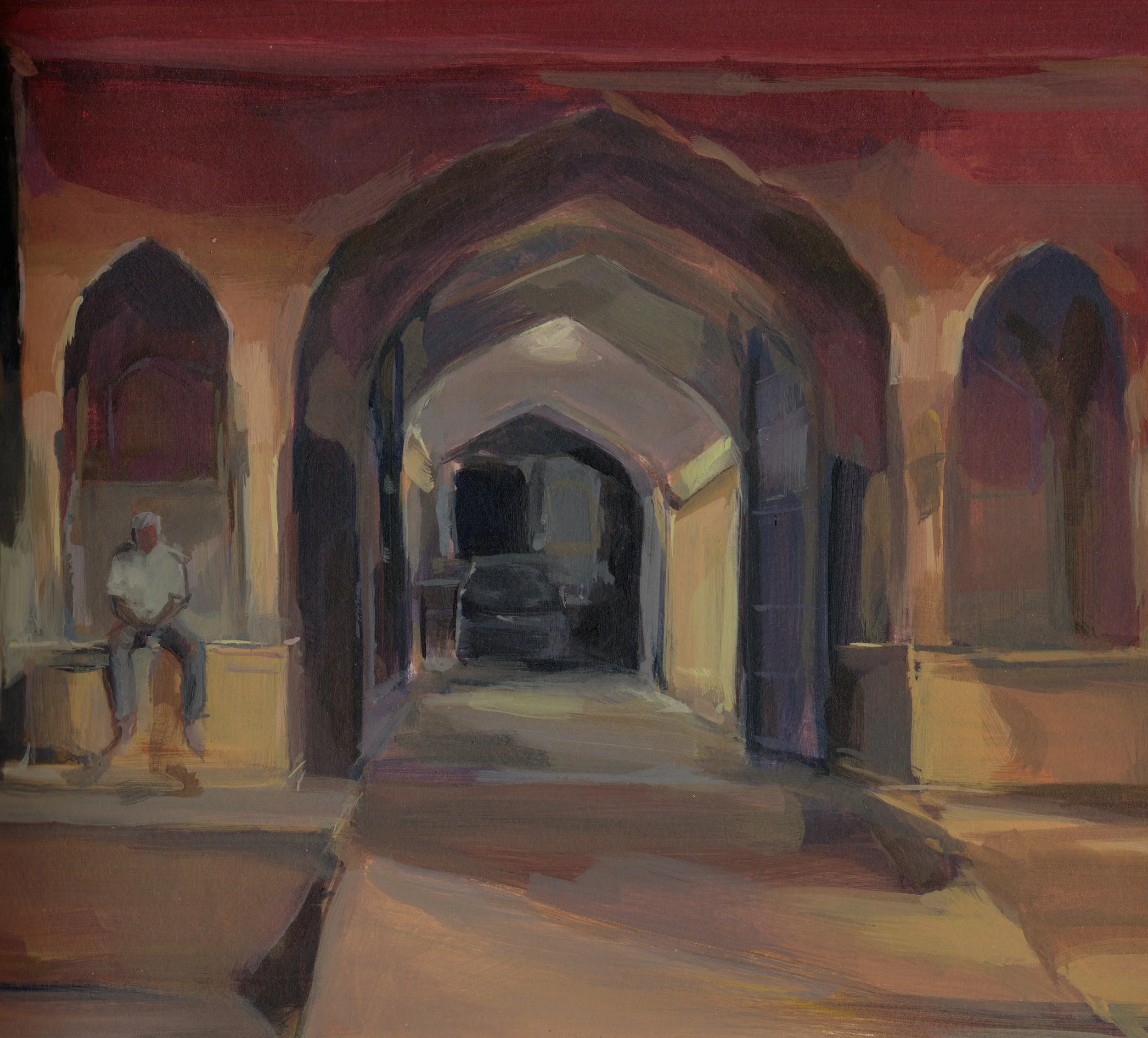 Nostalgia’s Lie, 2025, Acrylic on paper, 27.9 x 35.6 cm, POA