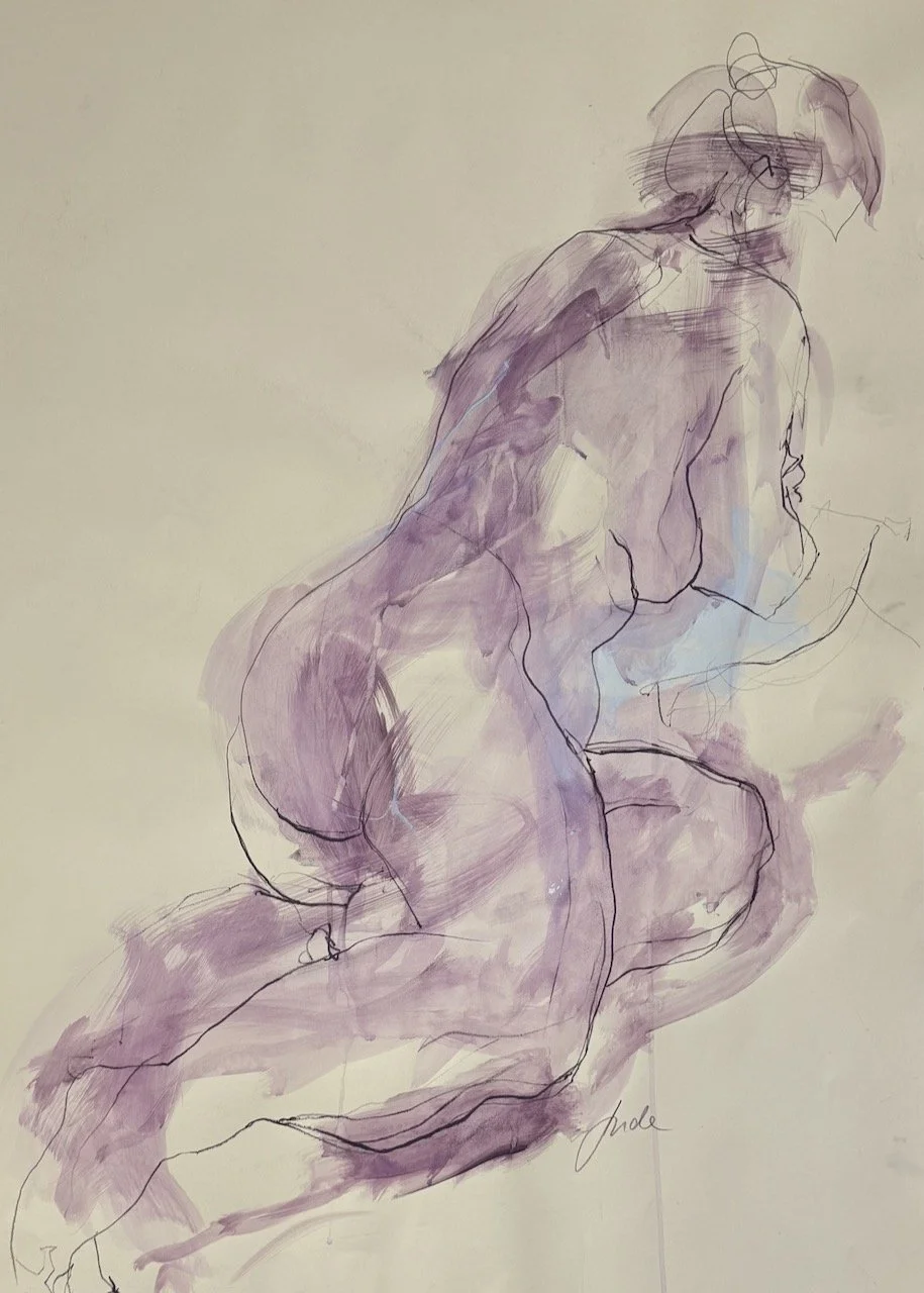 Solfrid Reclining 2, 2025, Acrylic and mixed media on paper, 90 x 65 cm, £890