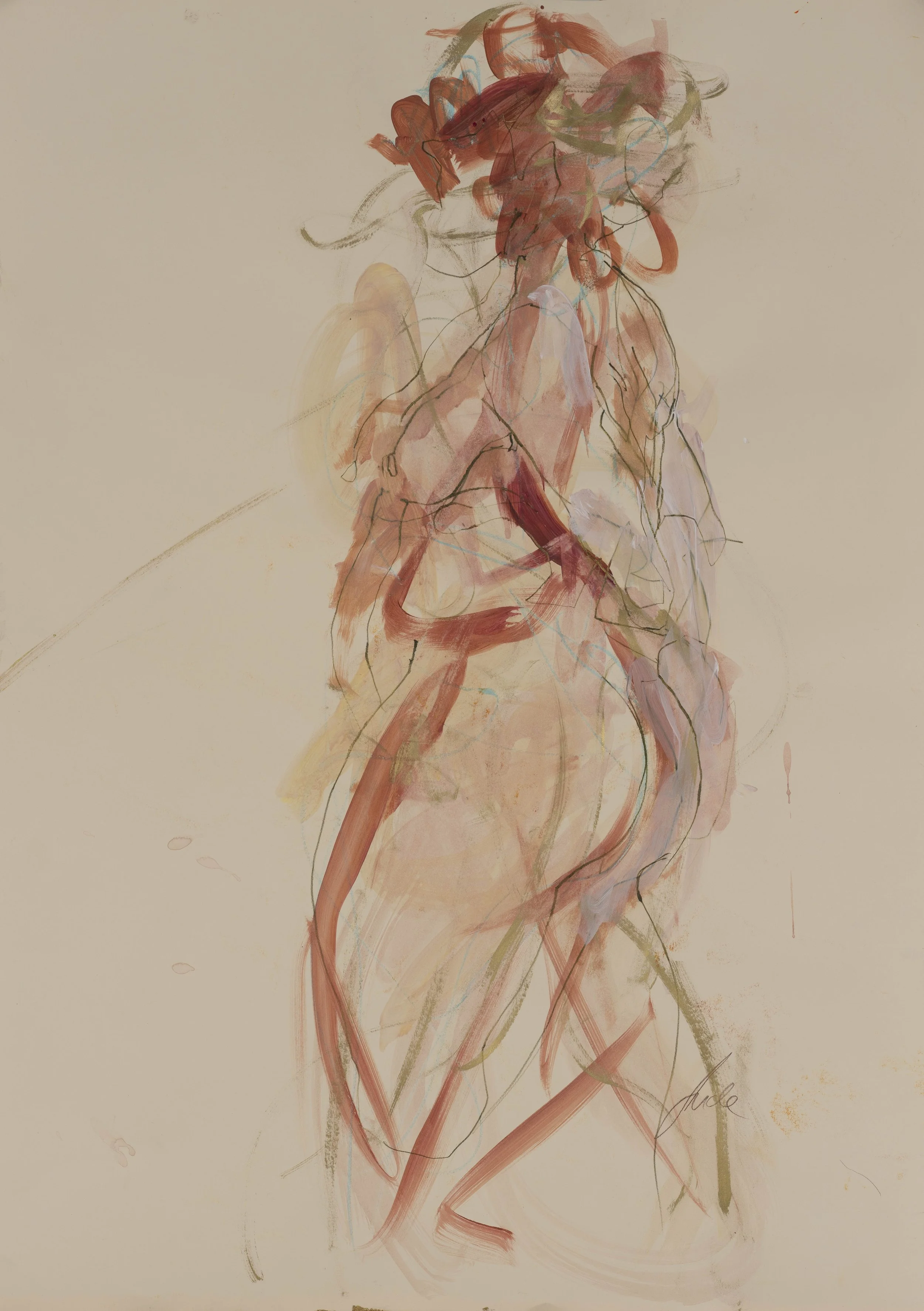 Sarita Sideways, 2026, Acrylic and mixed media on paper, 90 x 65 cm, £950