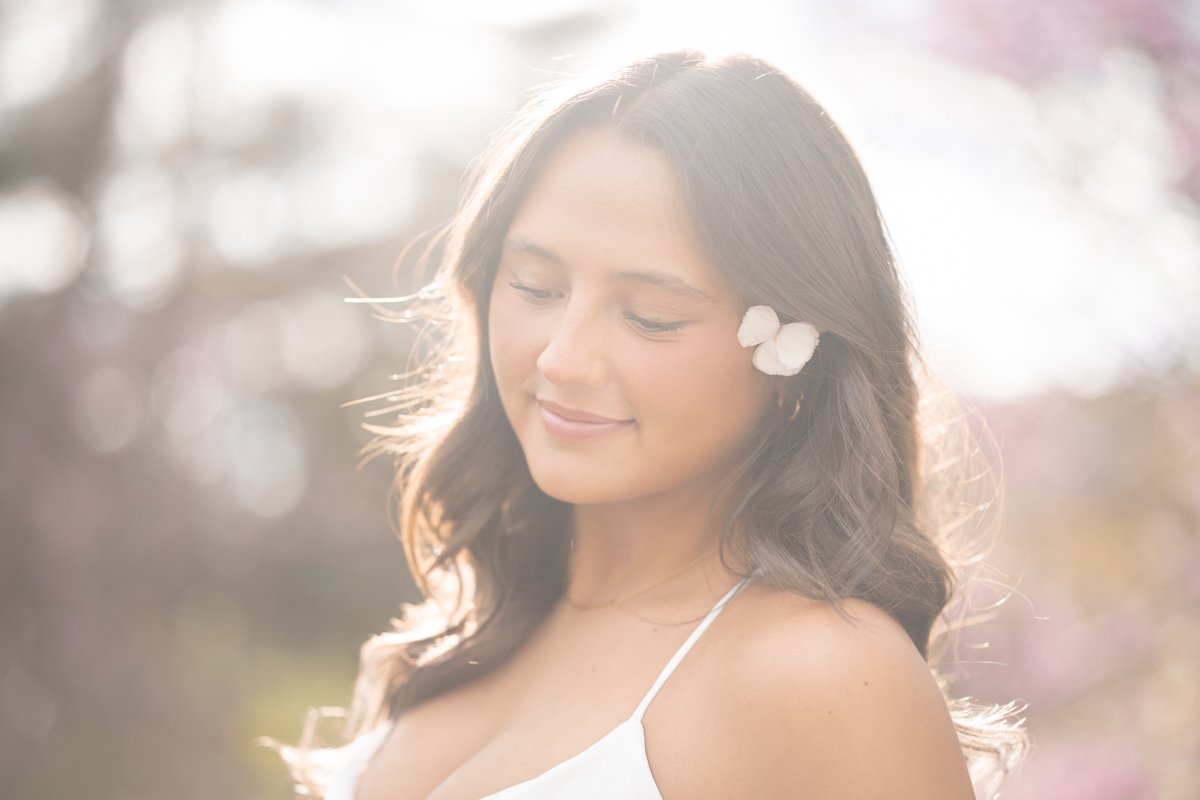 a hazy dreamy portrait of a beautiful senior