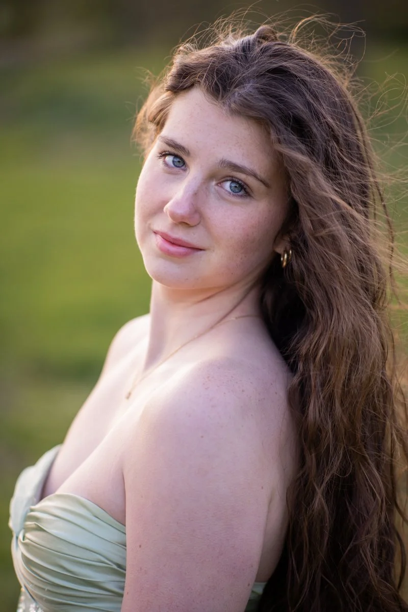 close up portrait of a beautiful teen with blue eyes