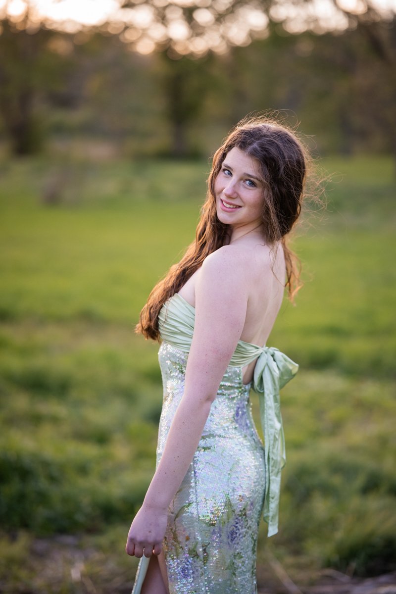 portrait of a teen in a prom dress in Chicago