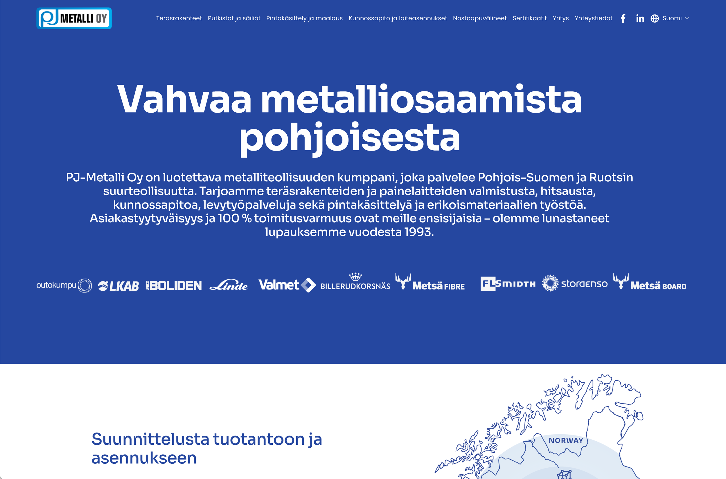 Visuaalinen ilme, www-sivut.
www.pj-metalli.com
