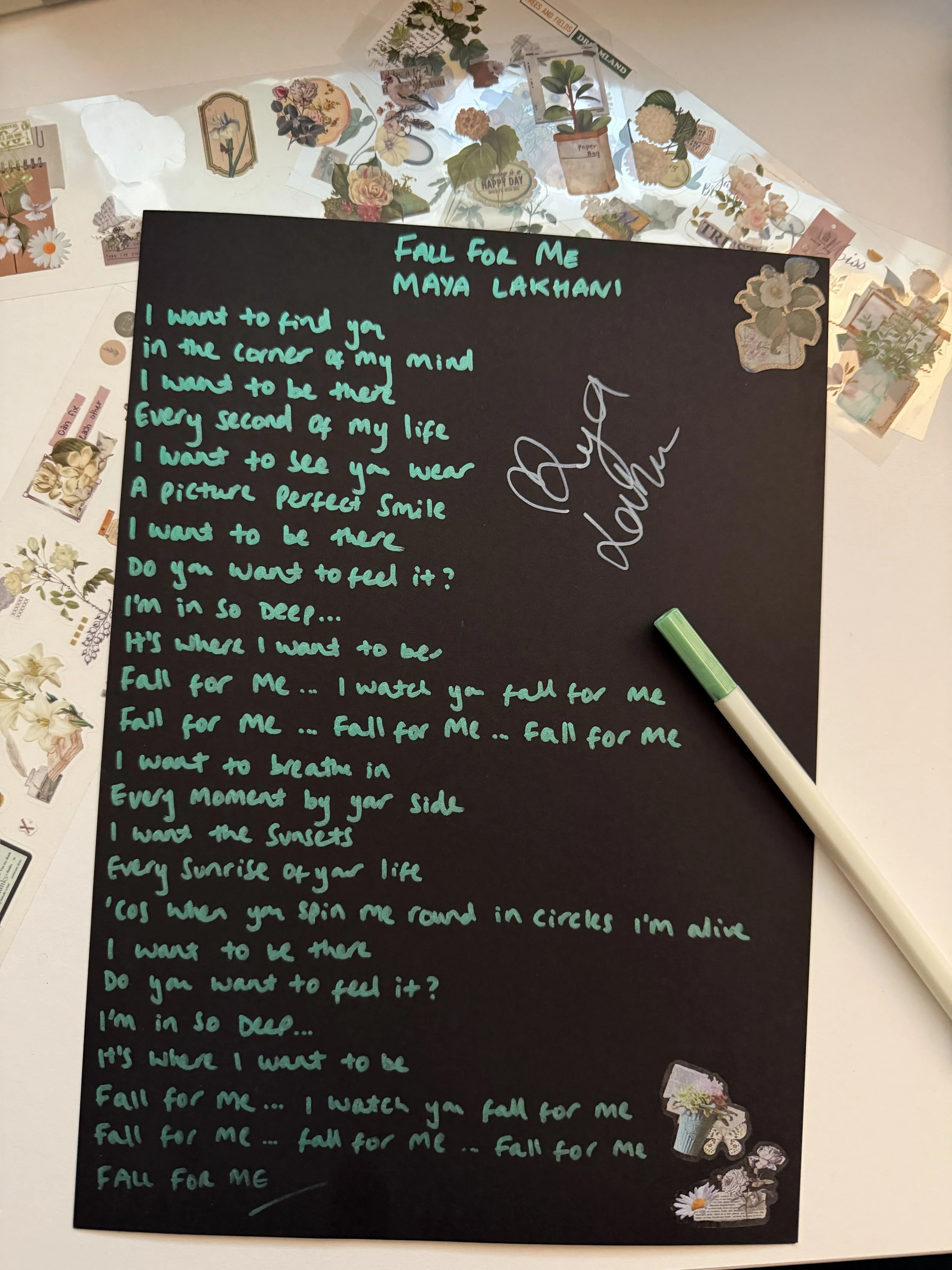 Handwritten & Signed Lyric Sheet