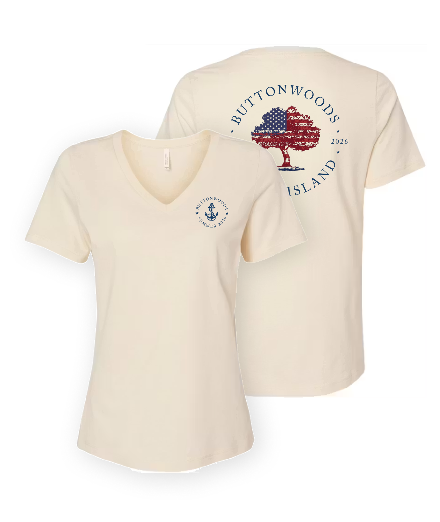 Buttonwoods Flag Tee Womens Vneck