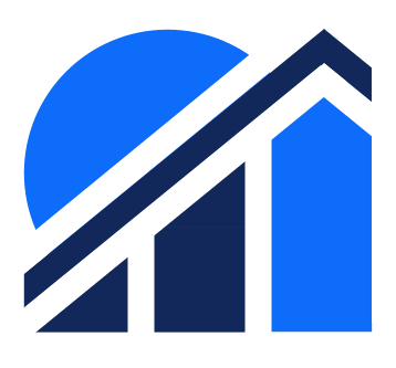 A stylized blue and black bar chart with a rising line graph overlay, enclosed in a circle.