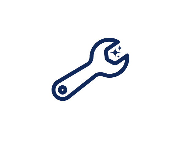 Icon of a wrench with stars, indicating repair or maintenance.