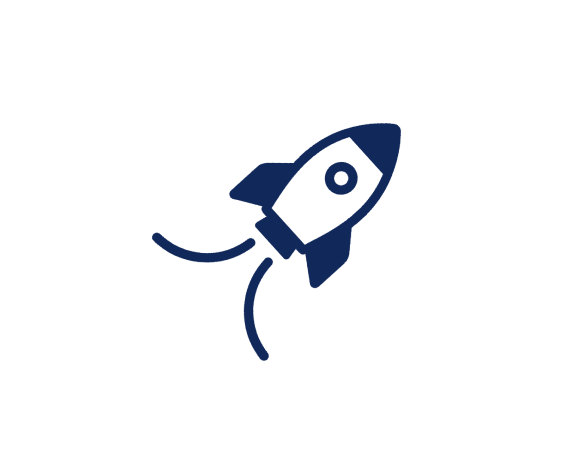 Icon of a rocket ship launching.