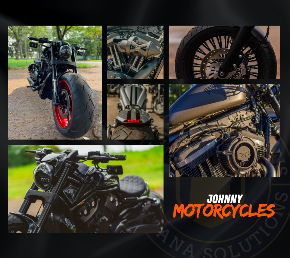 Three motorcycles parked indoors, with a textured black wall in the background.