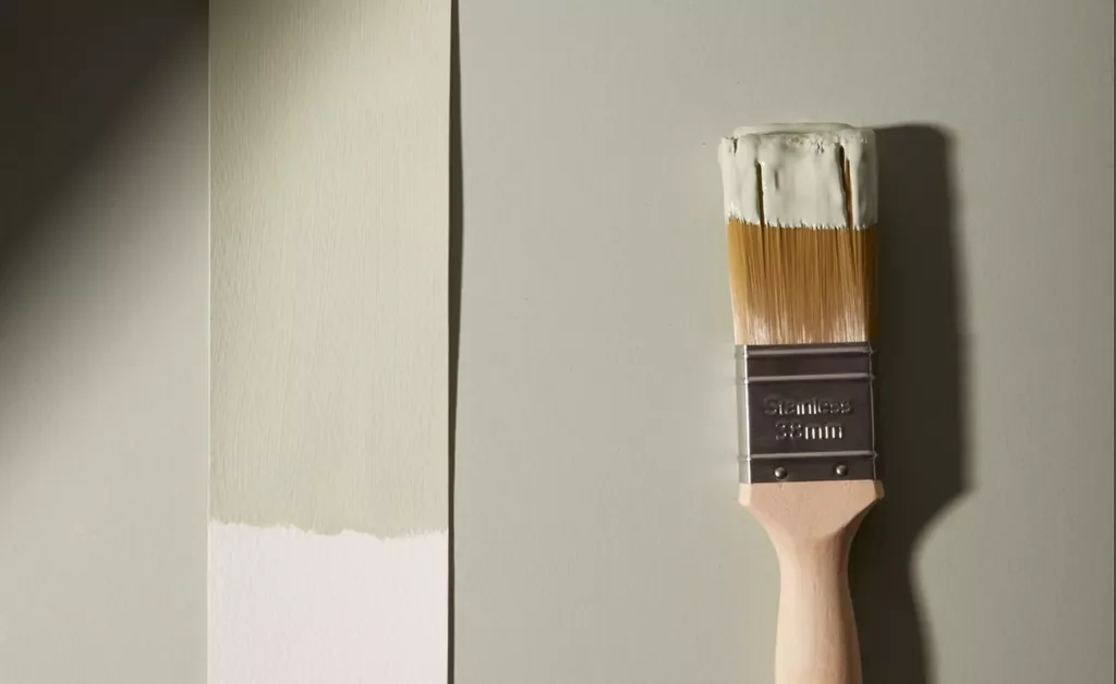 Natural paint finish on the wall of a tiny home interior.