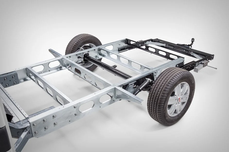 Heavy-duty steel chassis designed for mobile tiny homes.