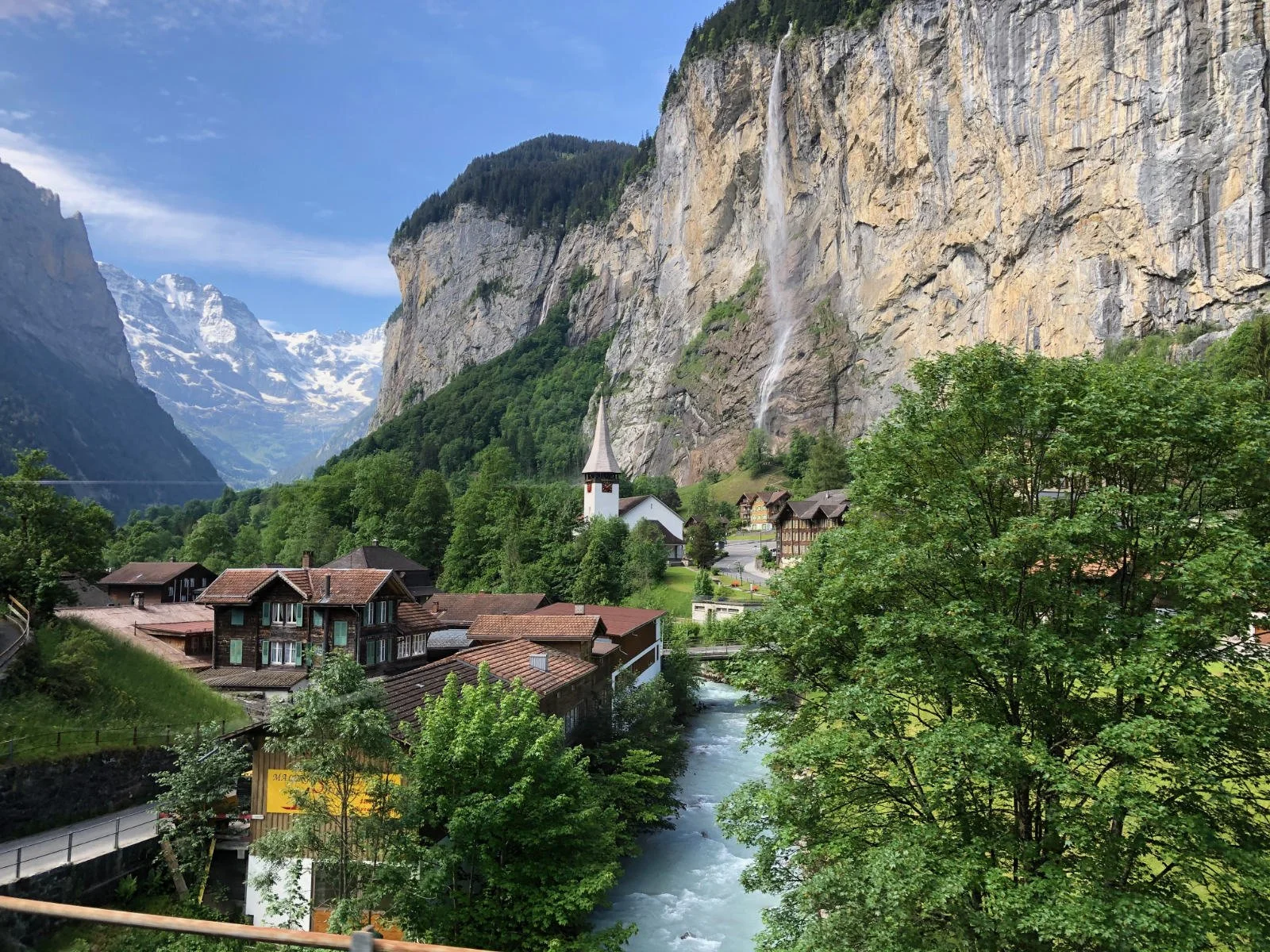 Lauterbrunnen Church and Waterfall.jpg