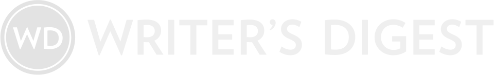 Writers Digest logo in light gray with bold capital letters and a circular emblem to the left.
