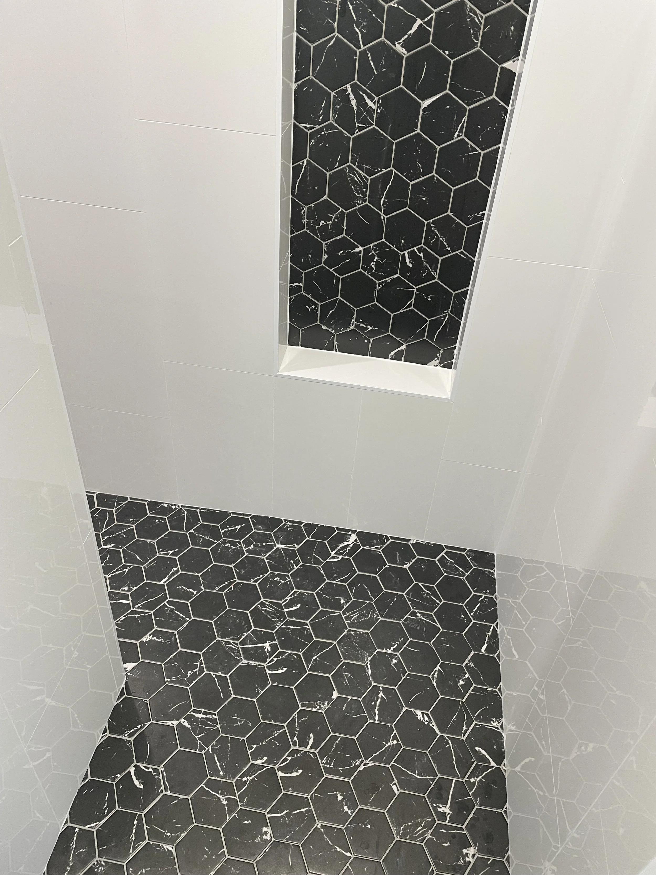 Black hexagon tile