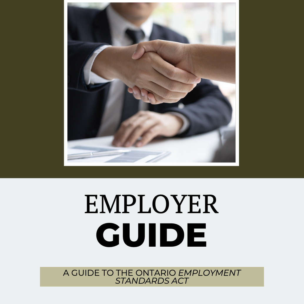 Cover of an employer guide with a photo of two people shaking hands and the title 'Employer Guide'.