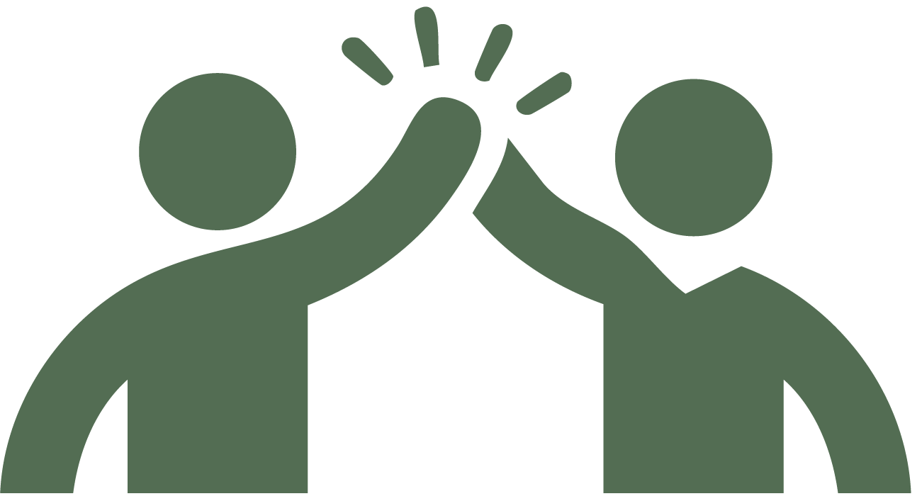 Icon of two figures giving each other a high five, symbolizing teamwork or celebration.