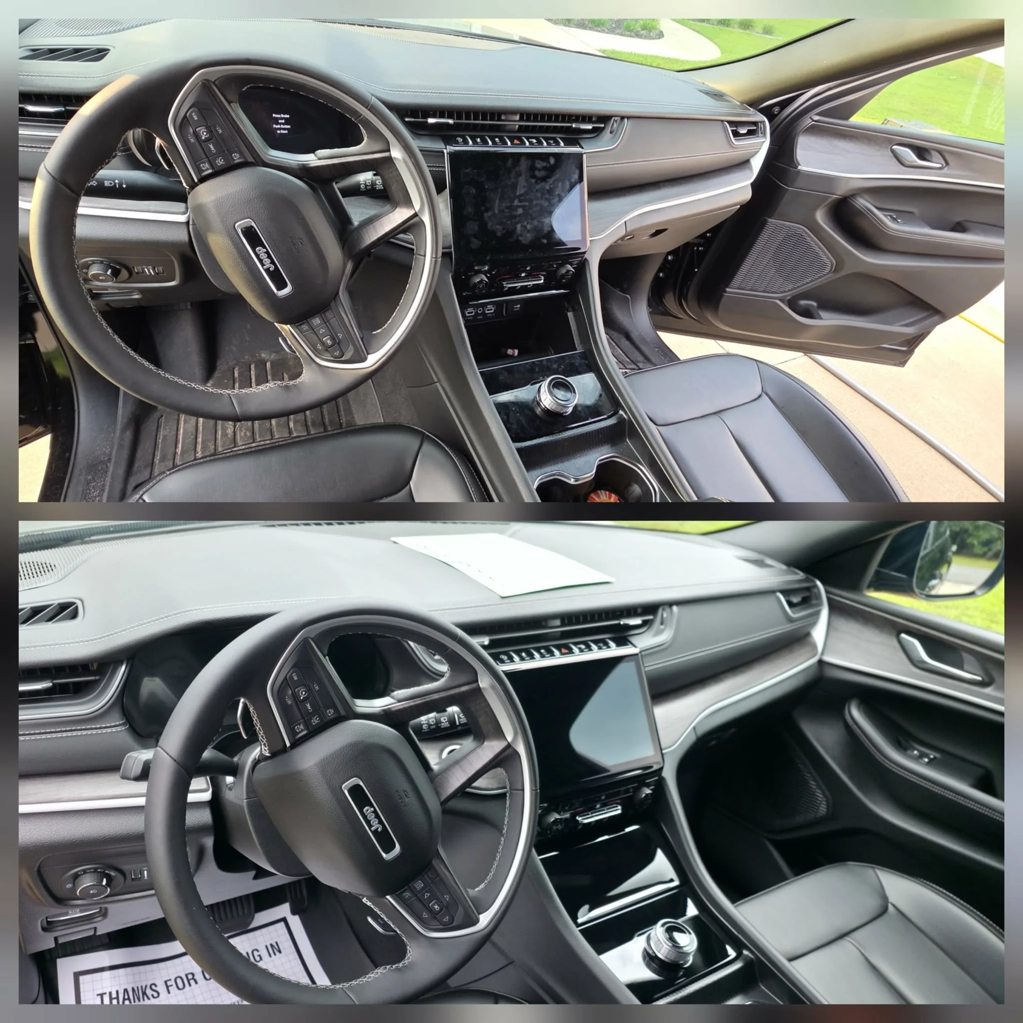 Before and after of a Jeep Cherokee interior