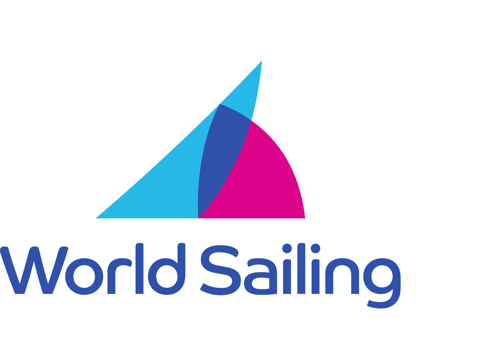 A colorful logo with a stylized mountain peak made of overlapping blue, pink, and purple triangles, and the text "WordSailing" written beneath in dark blue.