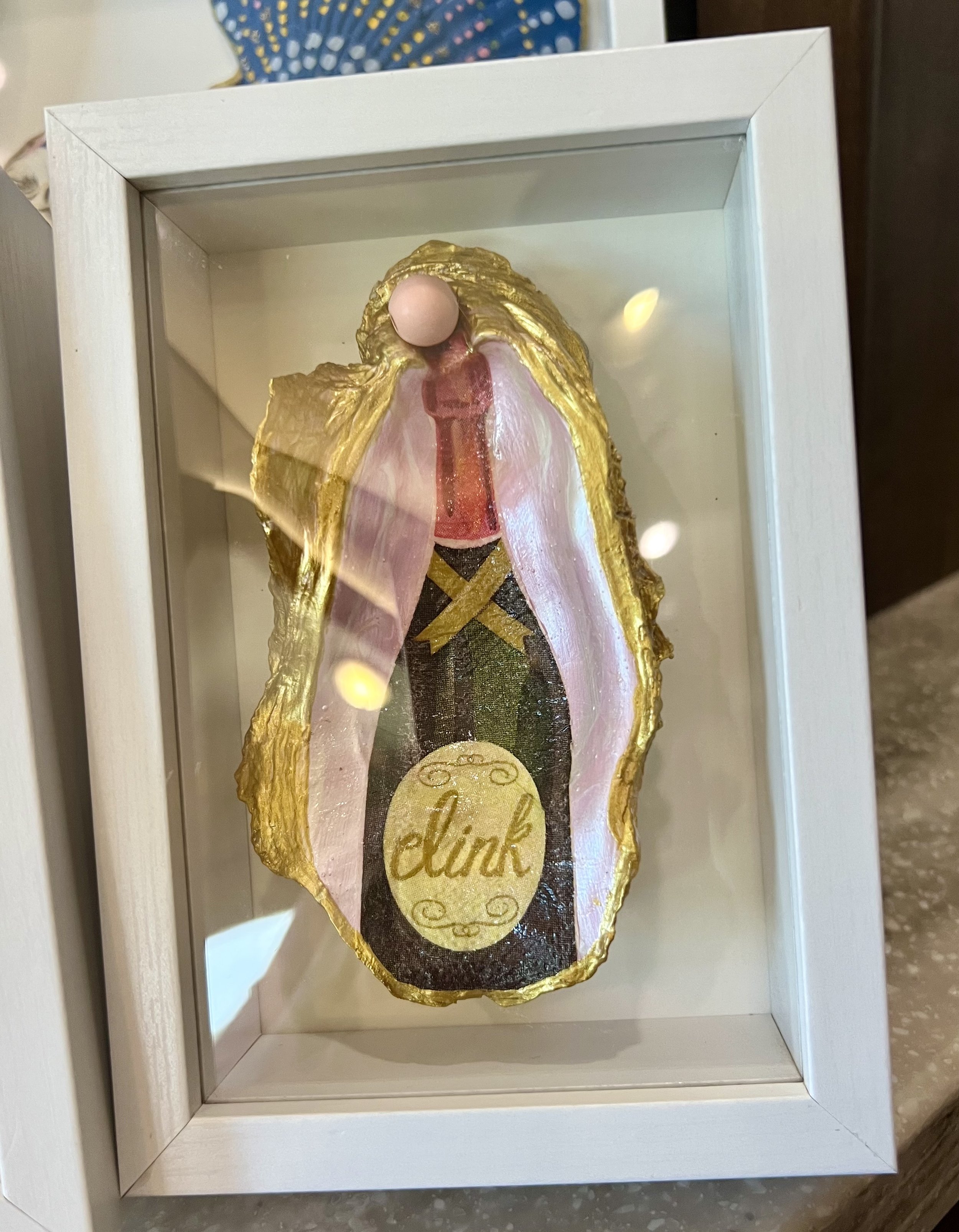 Hand Painted Oyster Shell Shadow Box