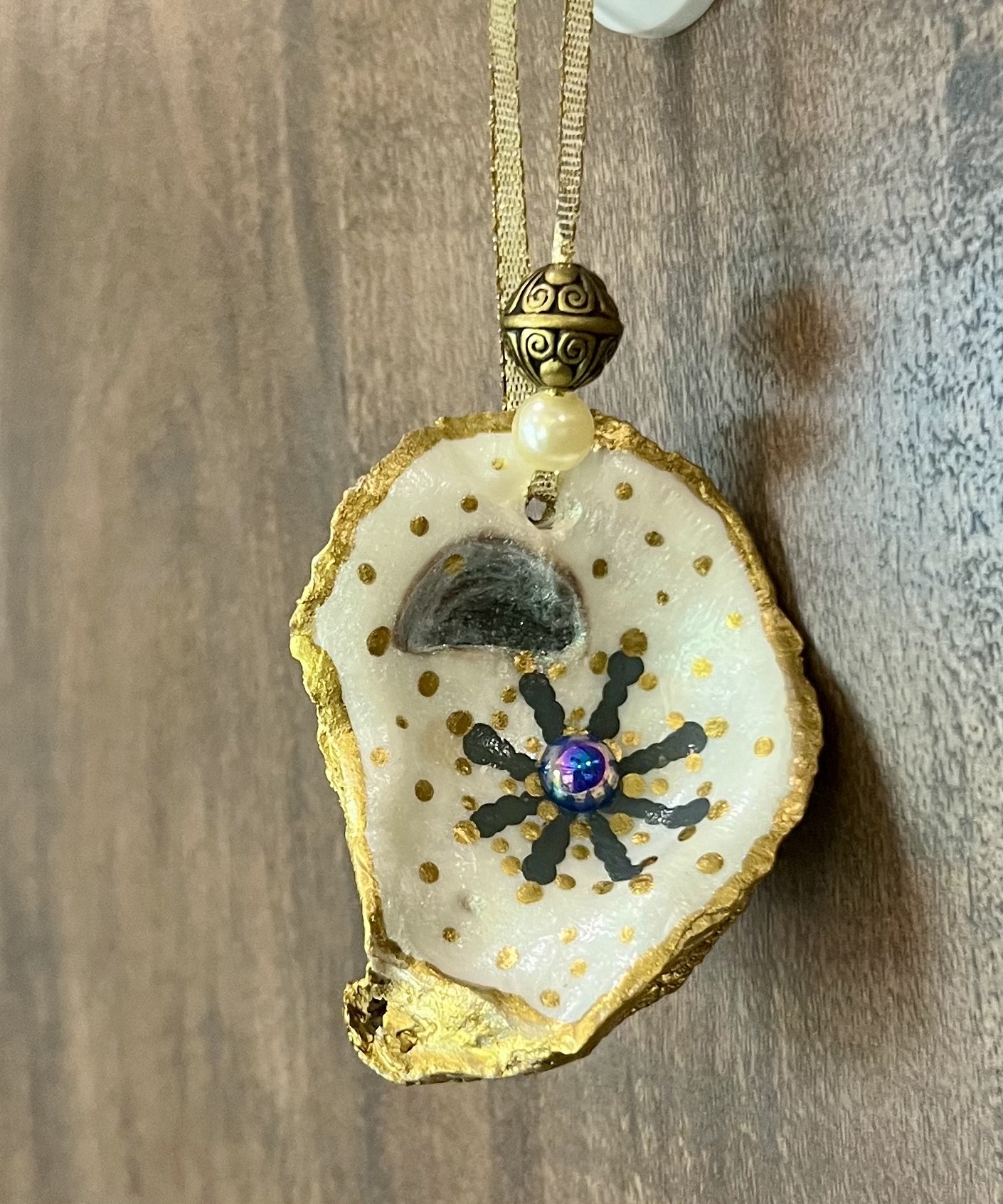 Oyster Shell Hand Painted Snowflake Ornament