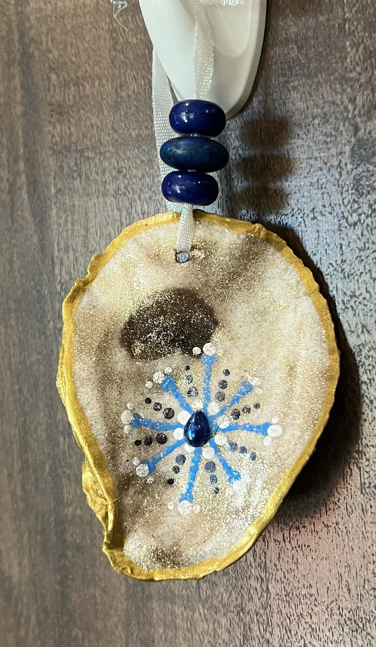 Oyster Shell Hand Painted Snowflake Ornament