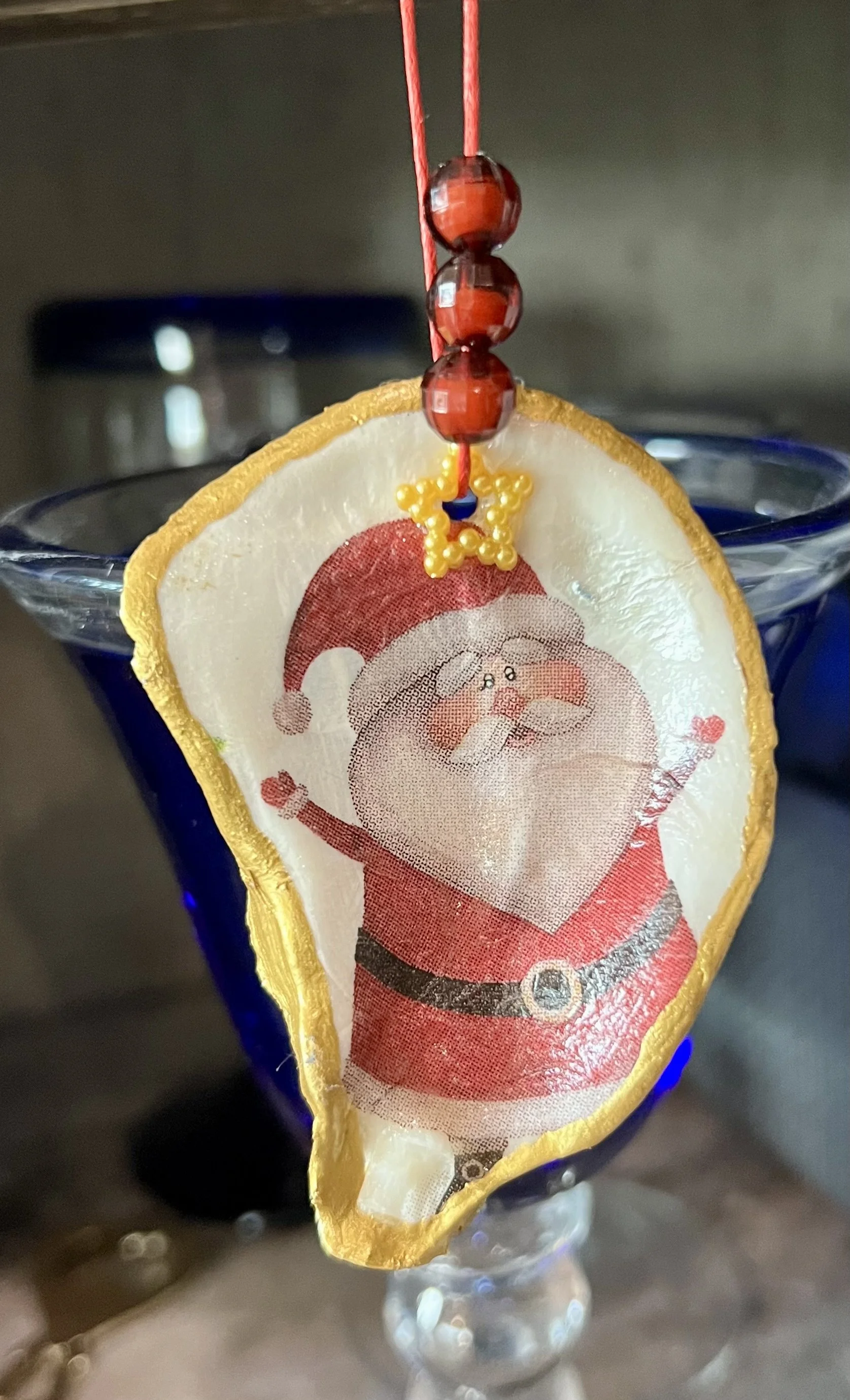 Oyster Shell Santa Ornament
