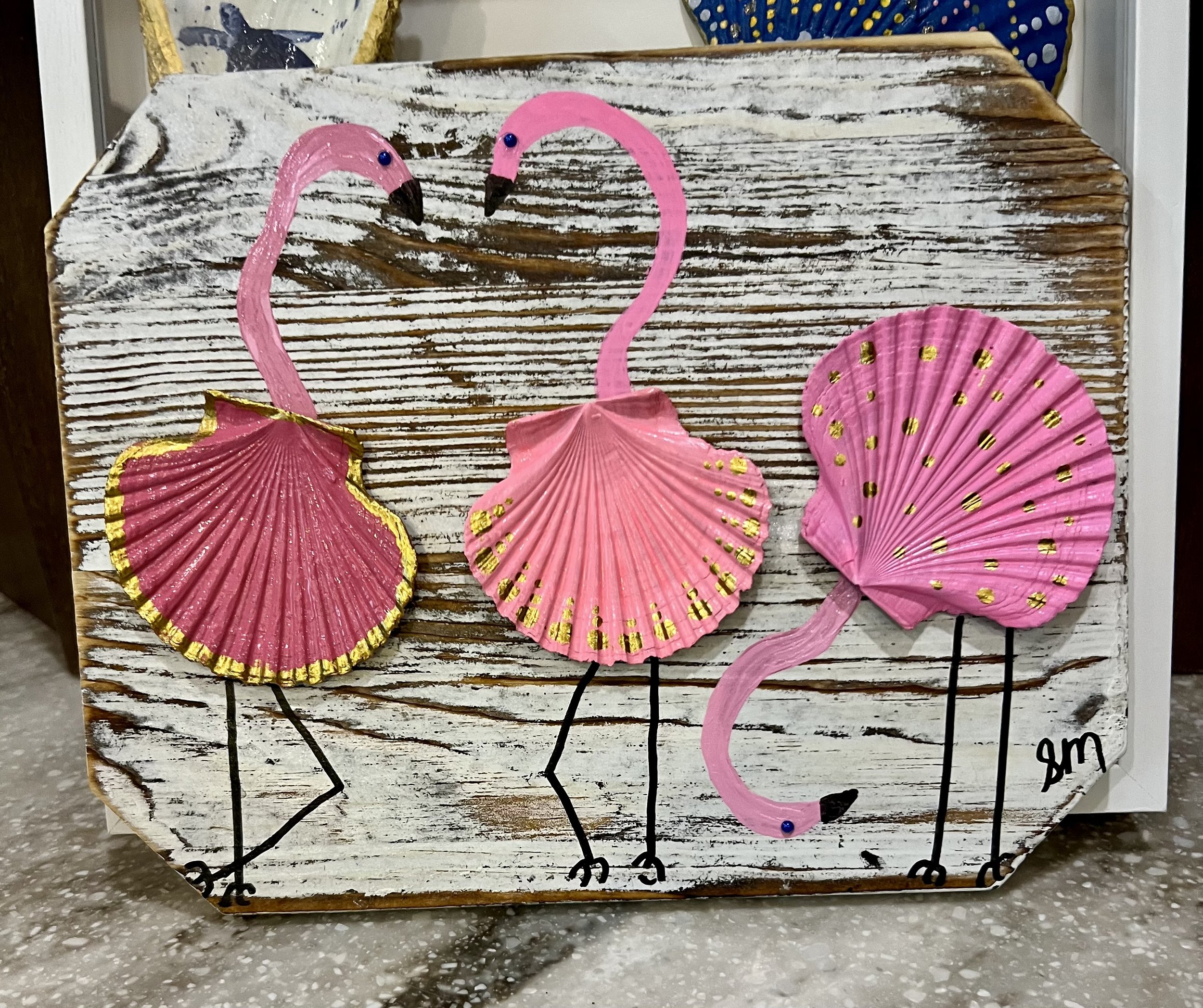Sea Shell Flamingo Wall Art