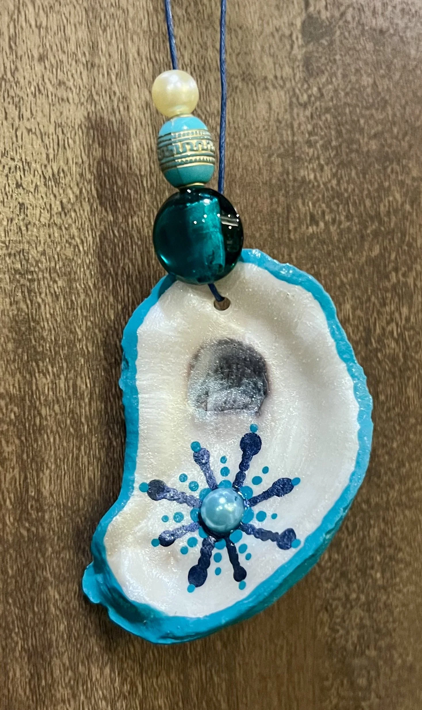 Oyster Shell Hand Painted Snowflake Ornament