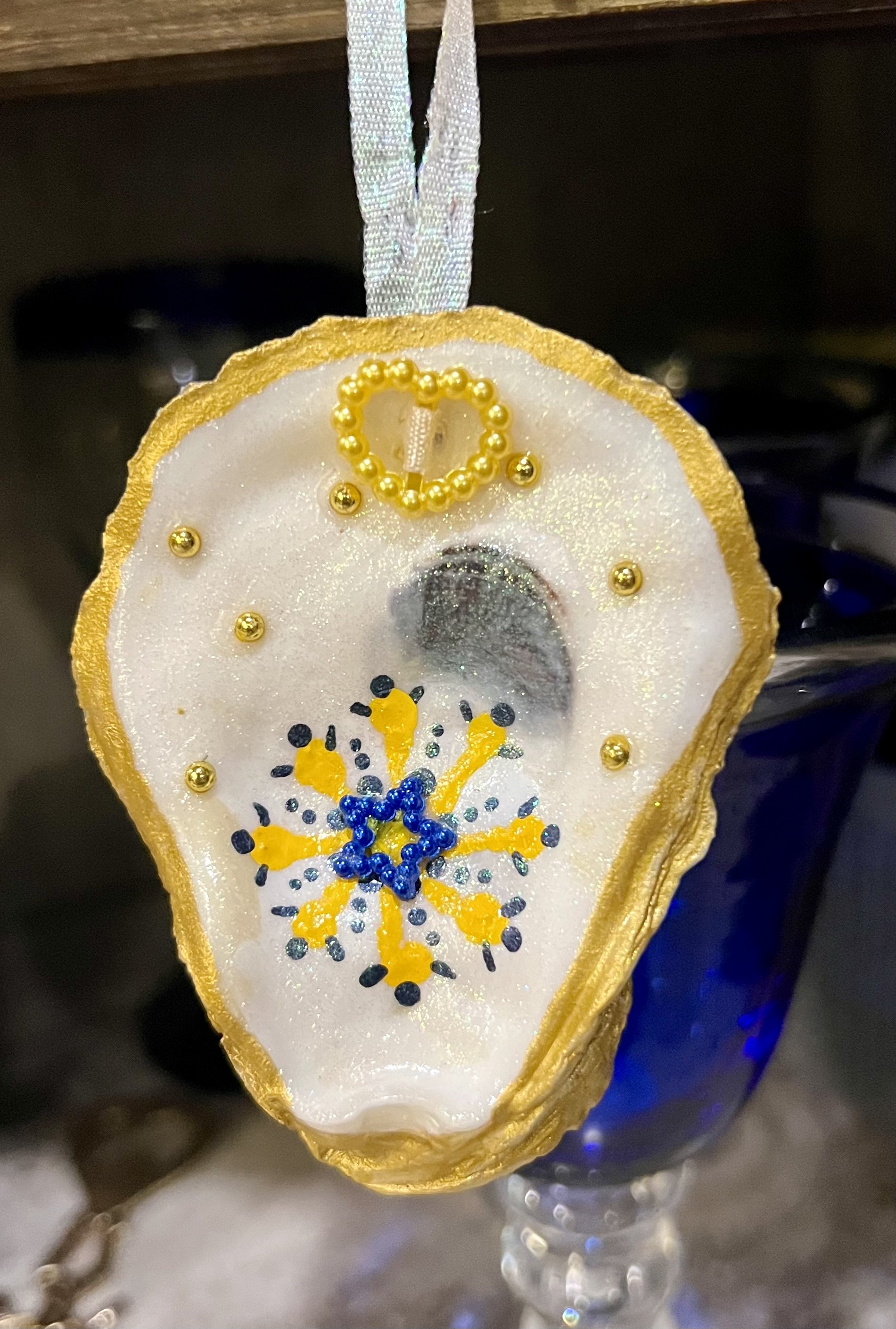 Oyster Shell Hand Painted Snowflake Ornament