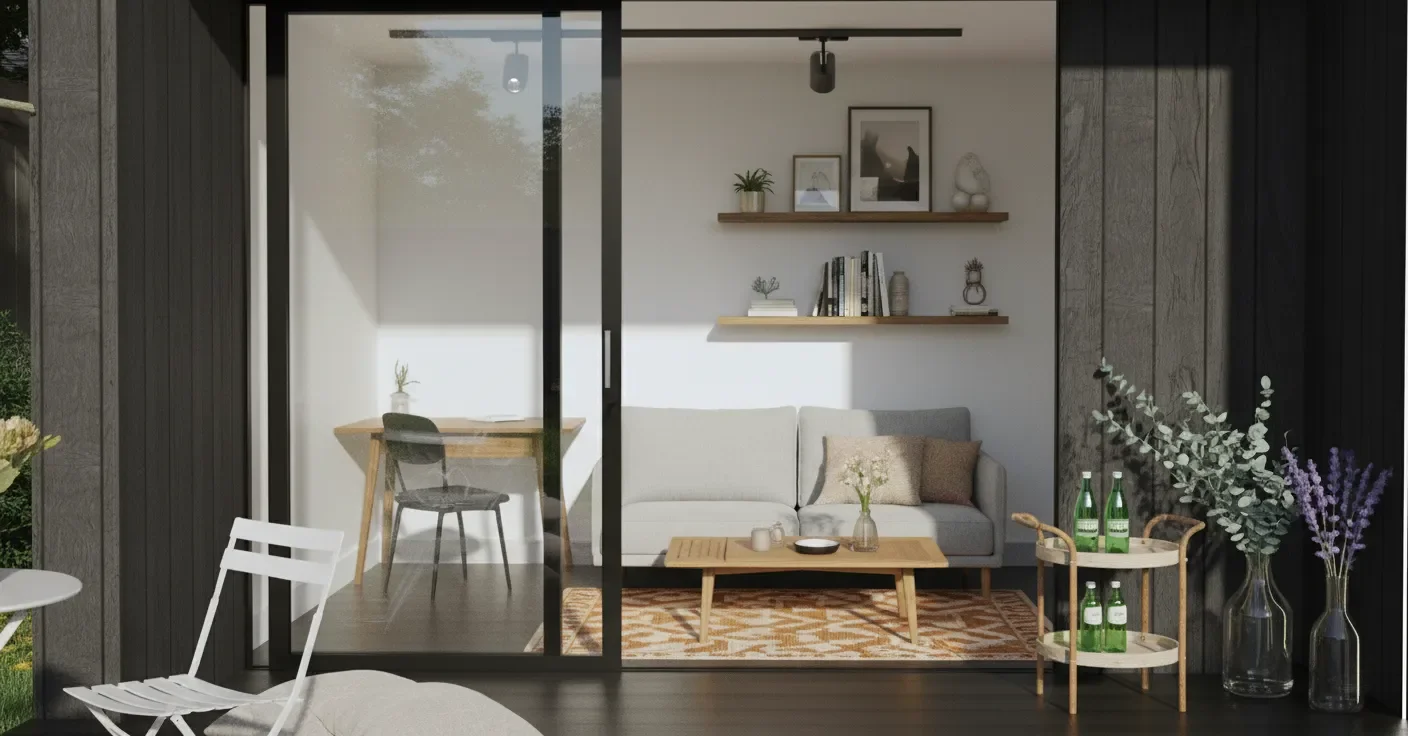 NOOK Base Millboard con porche y terraza - She shed2.webp