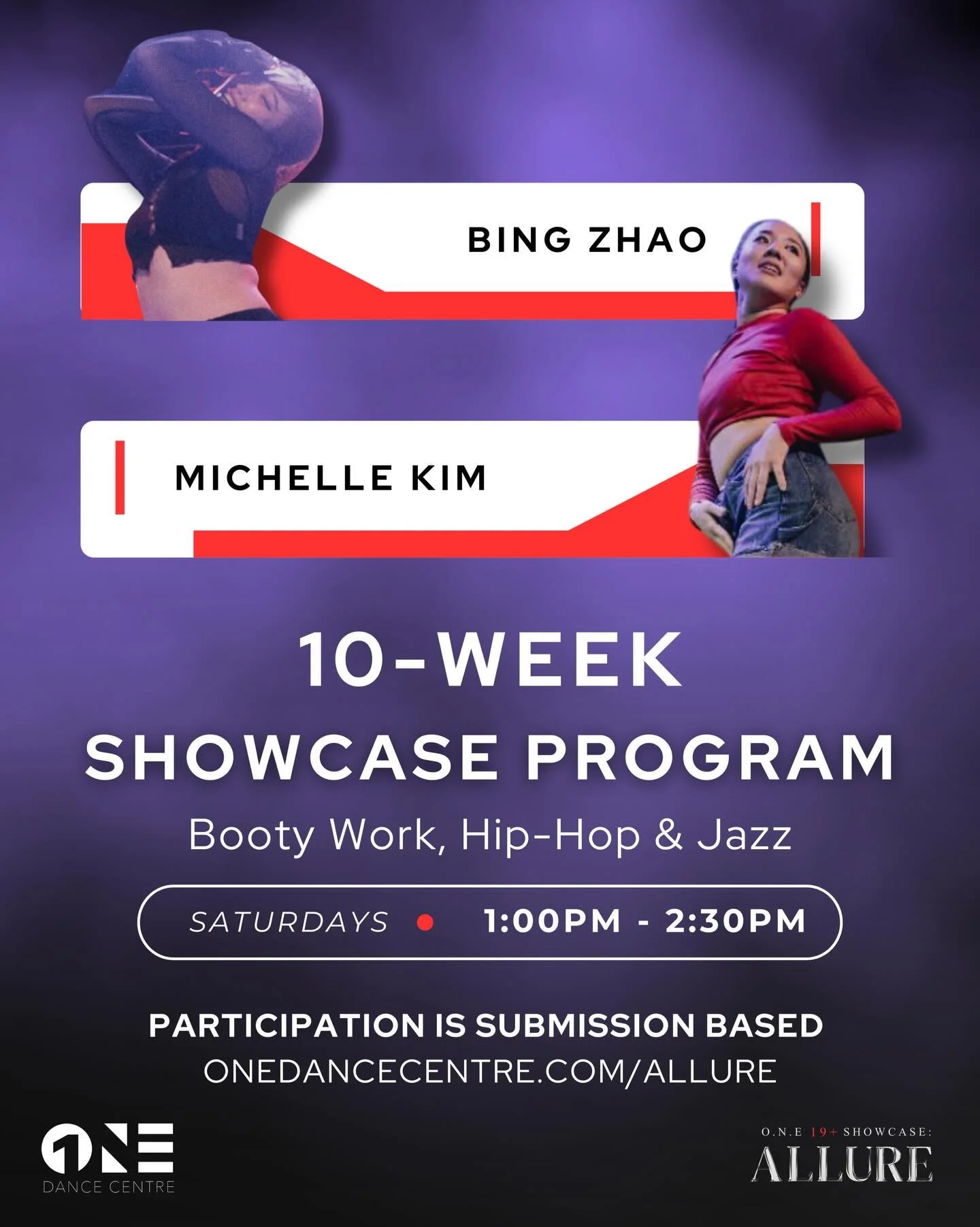 ALLURE: 10-Week Showcase Program (Starting in April) 💜

Booty Work, Hip-Hop &amp; Jazz with @2mo.n.e_bing &amp; @michellekim93 

📝 Description:

This set will explore the concept of identity crisis and the contrast between light and darkness, mixin
