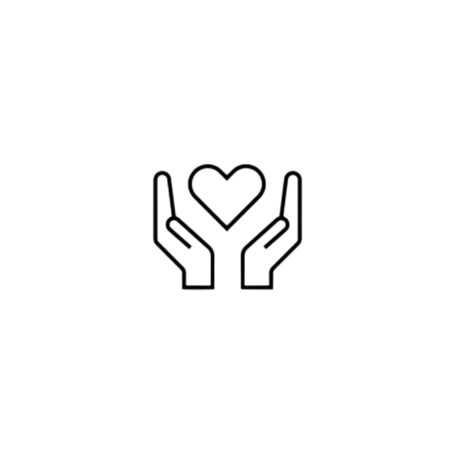 Outline icon of two hands holding a heart.
