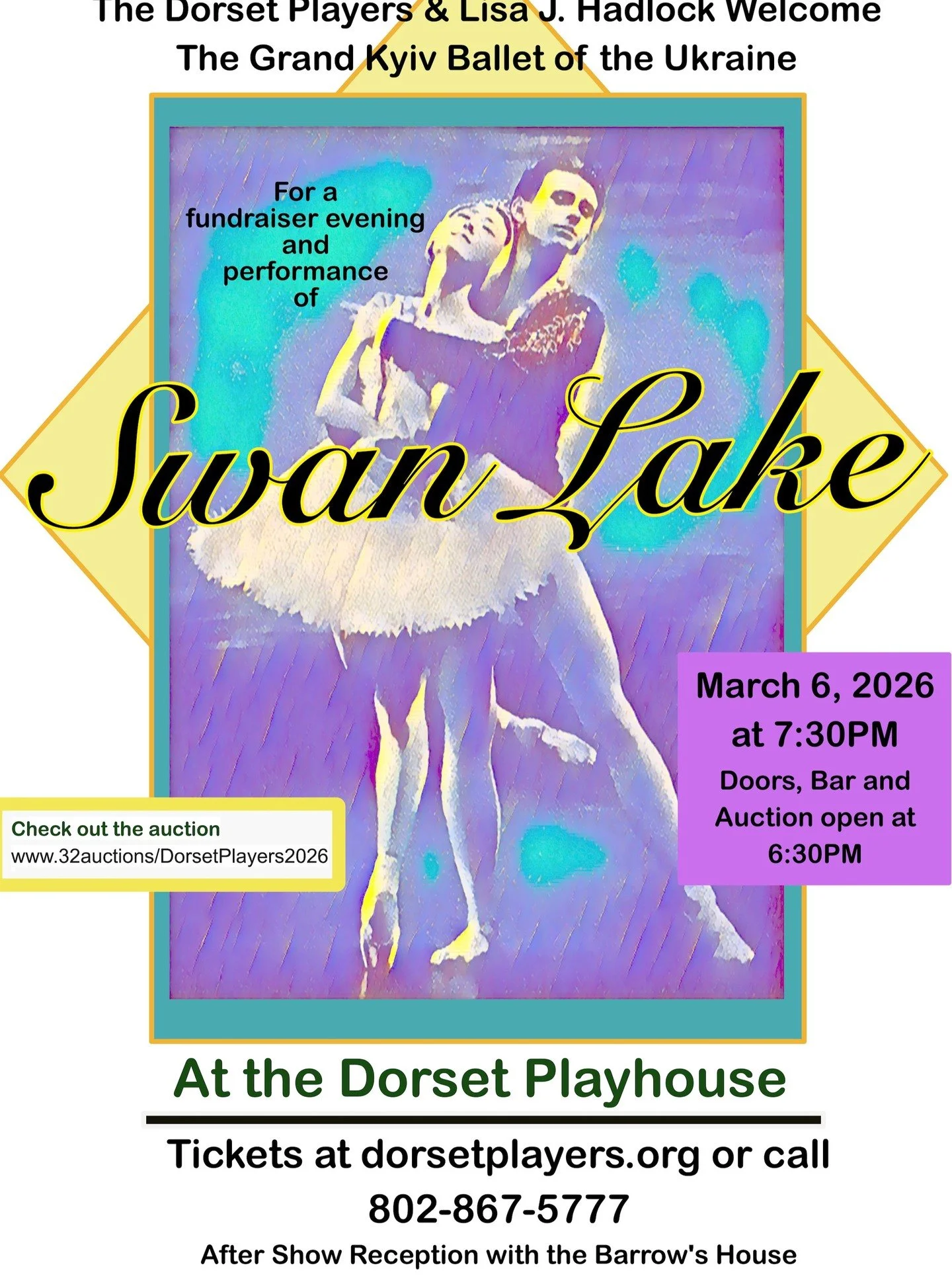 Two wonderful events are coming up!! Don't miss our 21st Annual One-Act Festival this weekend (Feb. 27-March 1, 2026) and there are just 17 tickets left for Swan Lake performed by the Grand Kyiv Ballet of the Ukraine (March 6, 2026). This event is a 