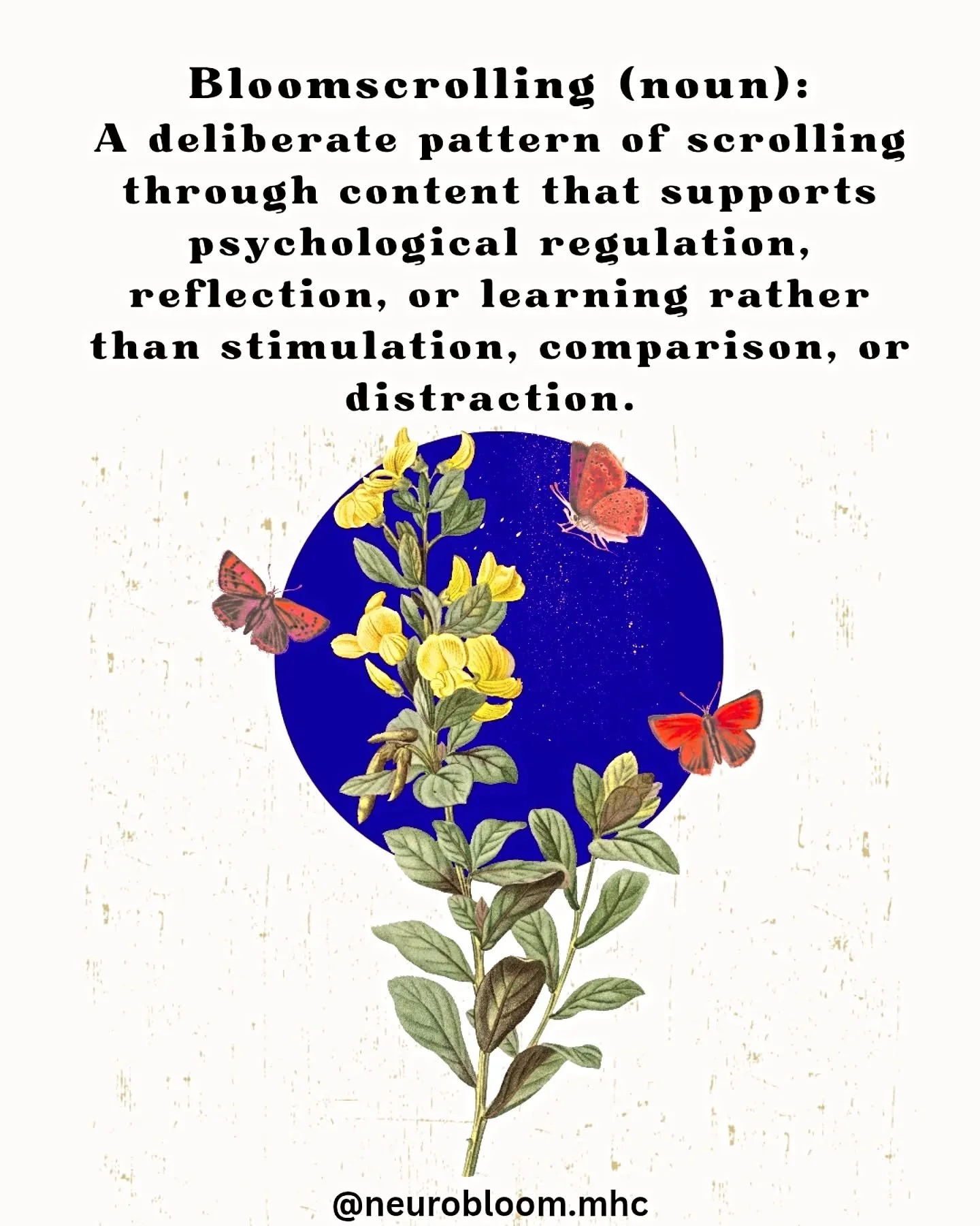Most people have heard of doomscrolling and how it affects mental health over time.

🌺 Bloomscrolling is the opposite pattern. 🌺

You do not have to stop using social media. You can make your feed a better place to be.

Choosing slower, reflective,