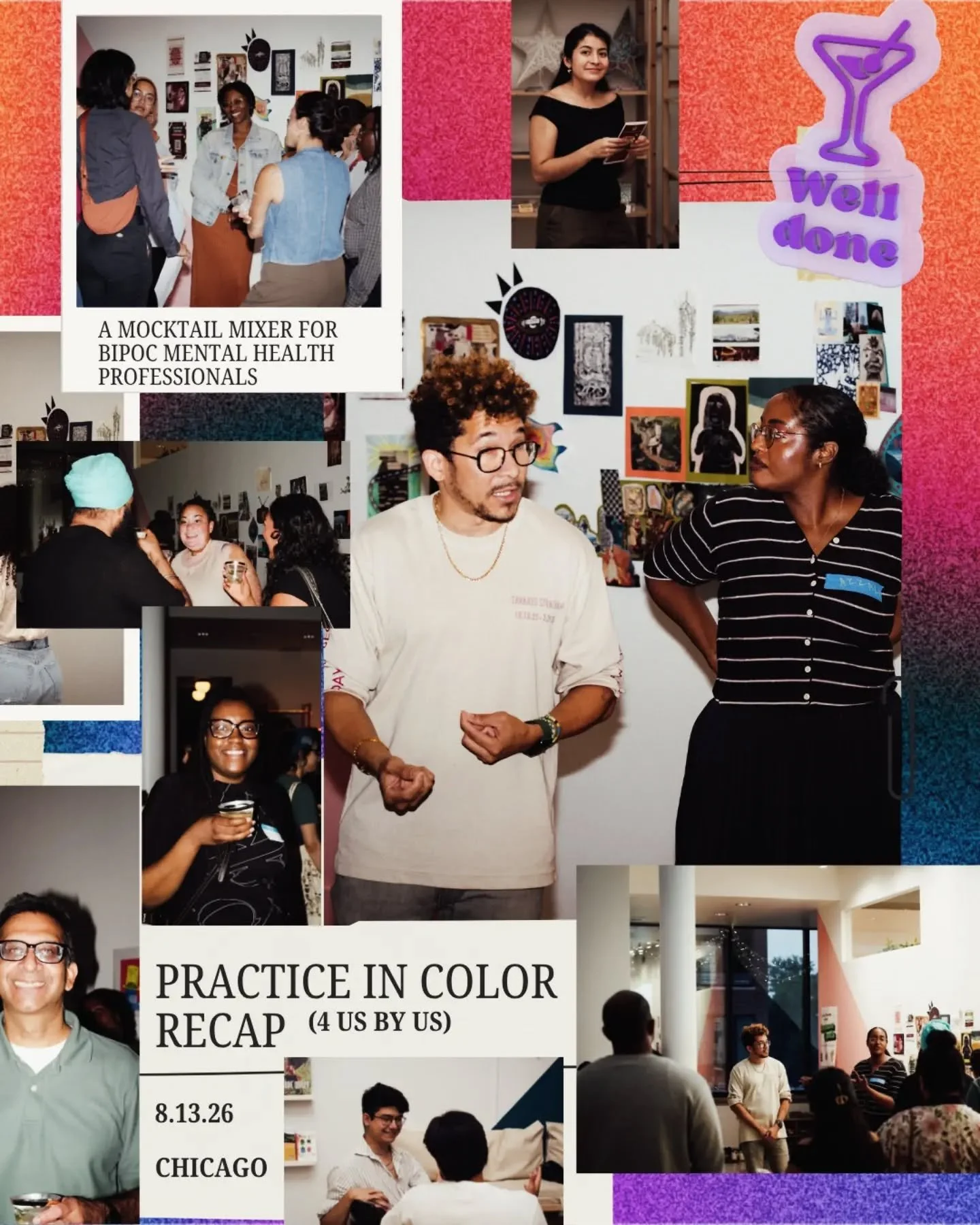 Woohoo ya'll! Our first Practice in Color BIPOC Mental Health Mixer was a HUGE success 🥹🤎

On Thursday, August 13, more than 65 BIPOC mental health professionals gathered in one room: therapists, counselors, psychologists, students, and all the etc