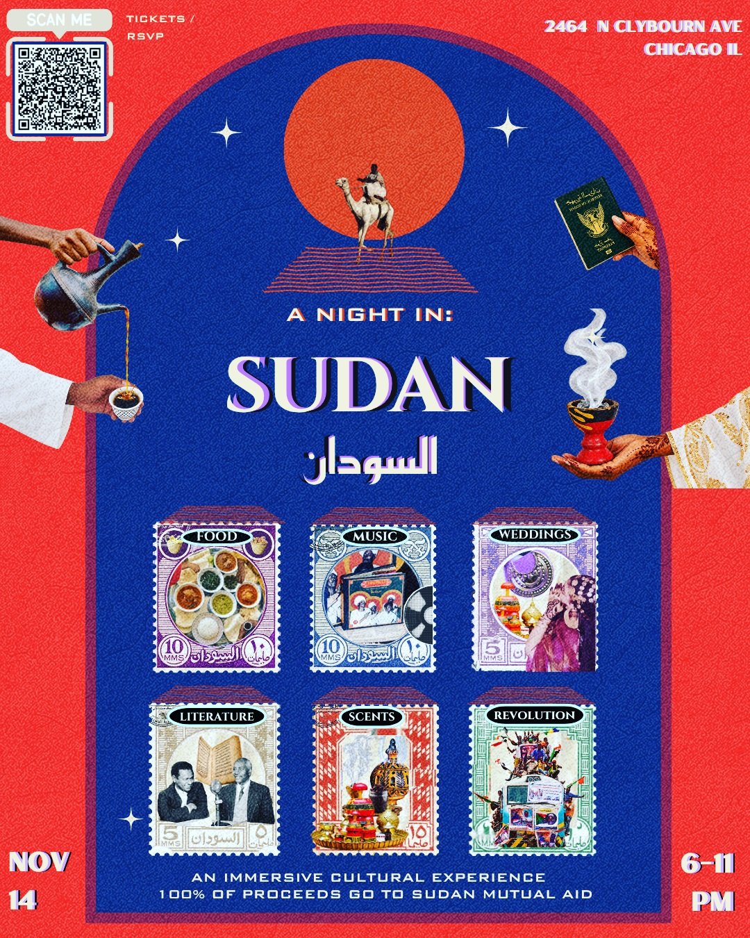 Chicago, we&rsquo;re bringing pieces of Sudan to you! Come get henna, try Sudanese food, explore a wedding tradition or two, and immerse yourself in a new culture! 

A Night in Sudan is part pop-up museum, part community gathering, created by members