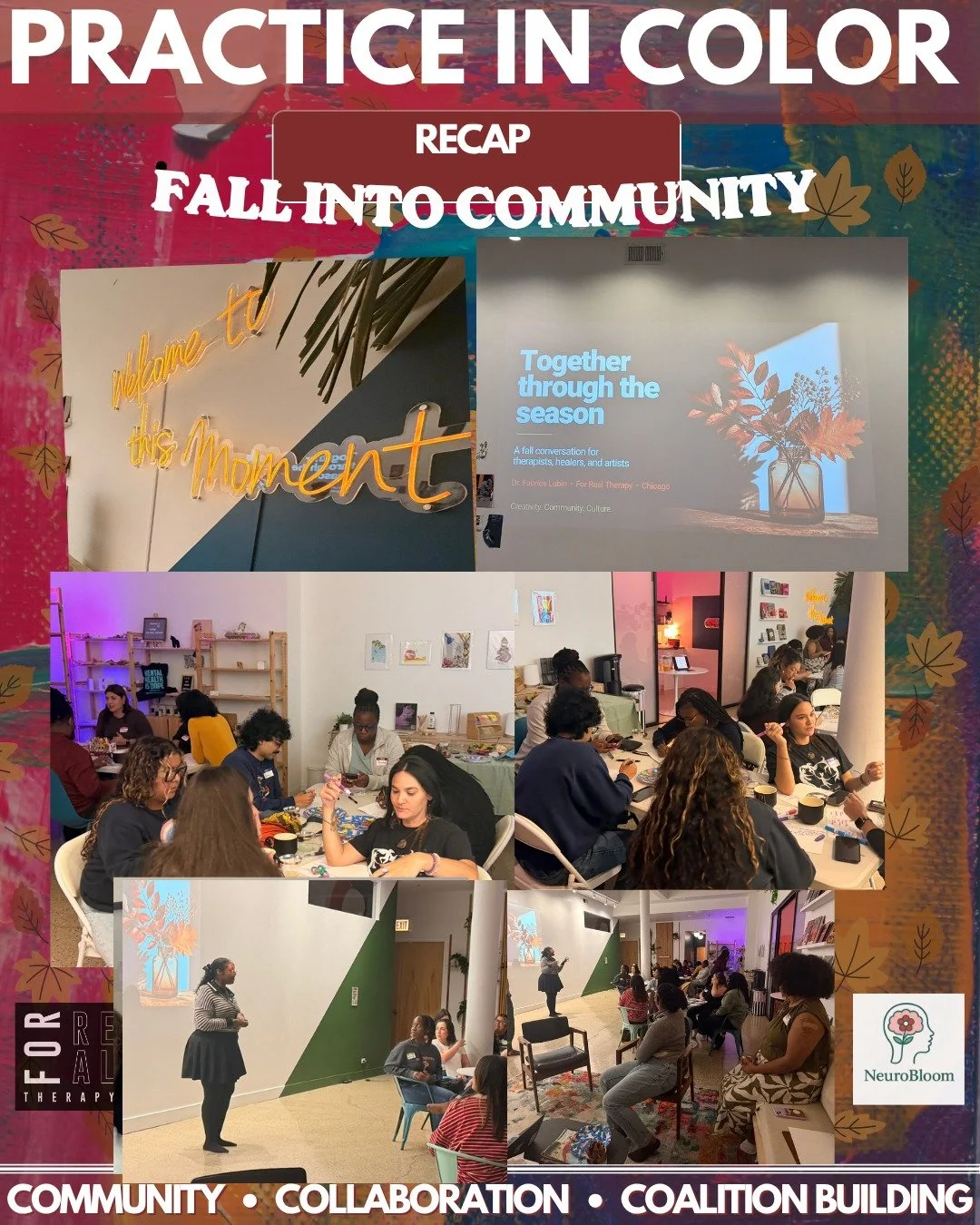 This is what community and coalition building can look like in practice ya'll! 

Fall Into Color: Our Second BIPOC Mental Health Professionals Mixer RECAP! 🤎

Despite the rain, cold, and gloomy Chicago weather, so many wonderful folks from across th