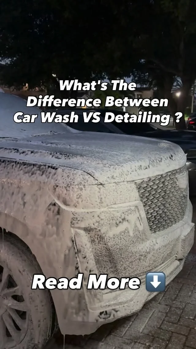 I've Had Lots of People Ask Me What's The Difference Between a Regular Car Wash & a Detail? Why Is One $40-$60 & The Other Is $250-$300??!! 
1️⃣Depth of Cleaning
	•	Your Basic Car Wash Focuses On Quick Appearances & At Times May Scr