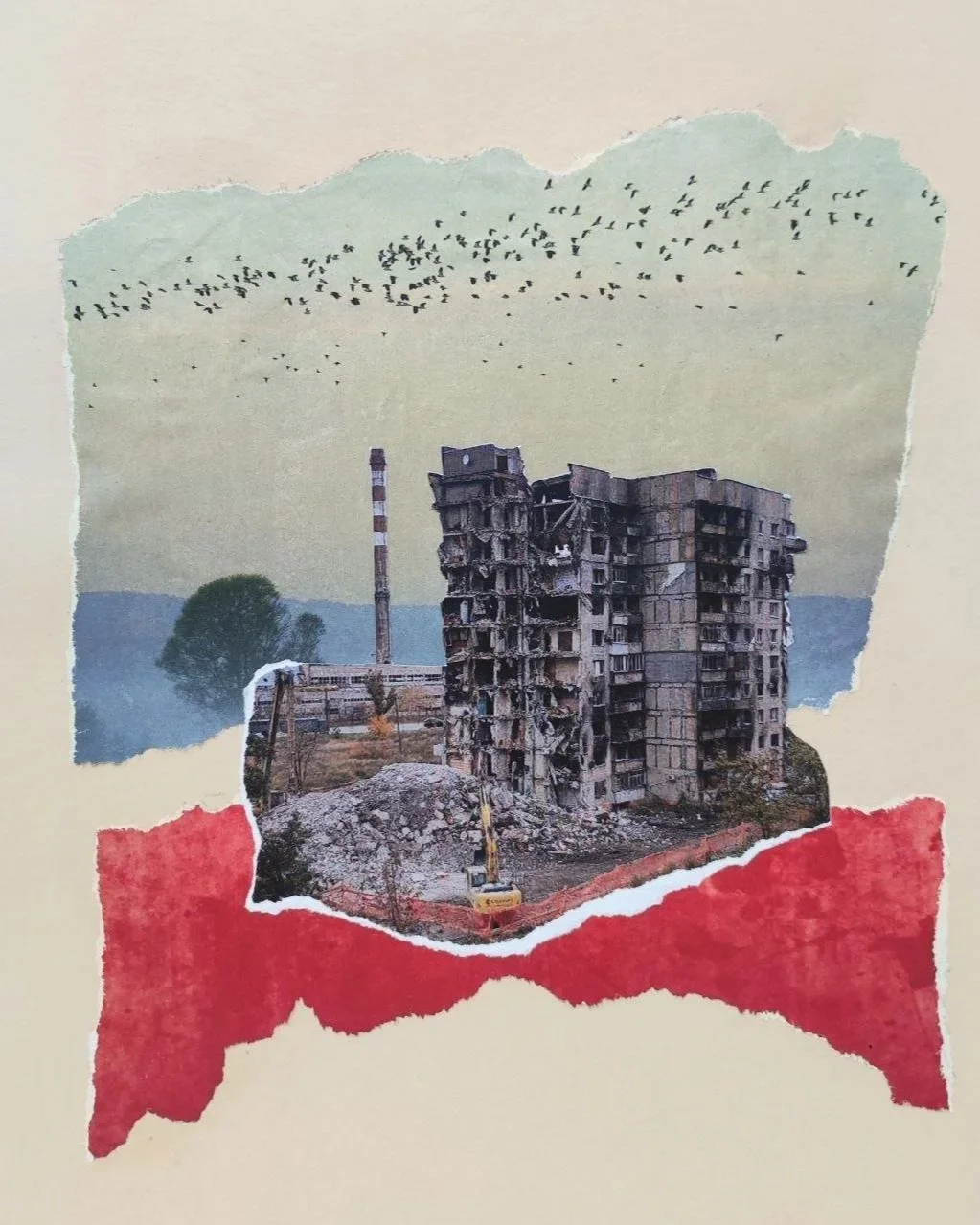Flown away forever,
collage,
33 x 38 cm (framed),
2022