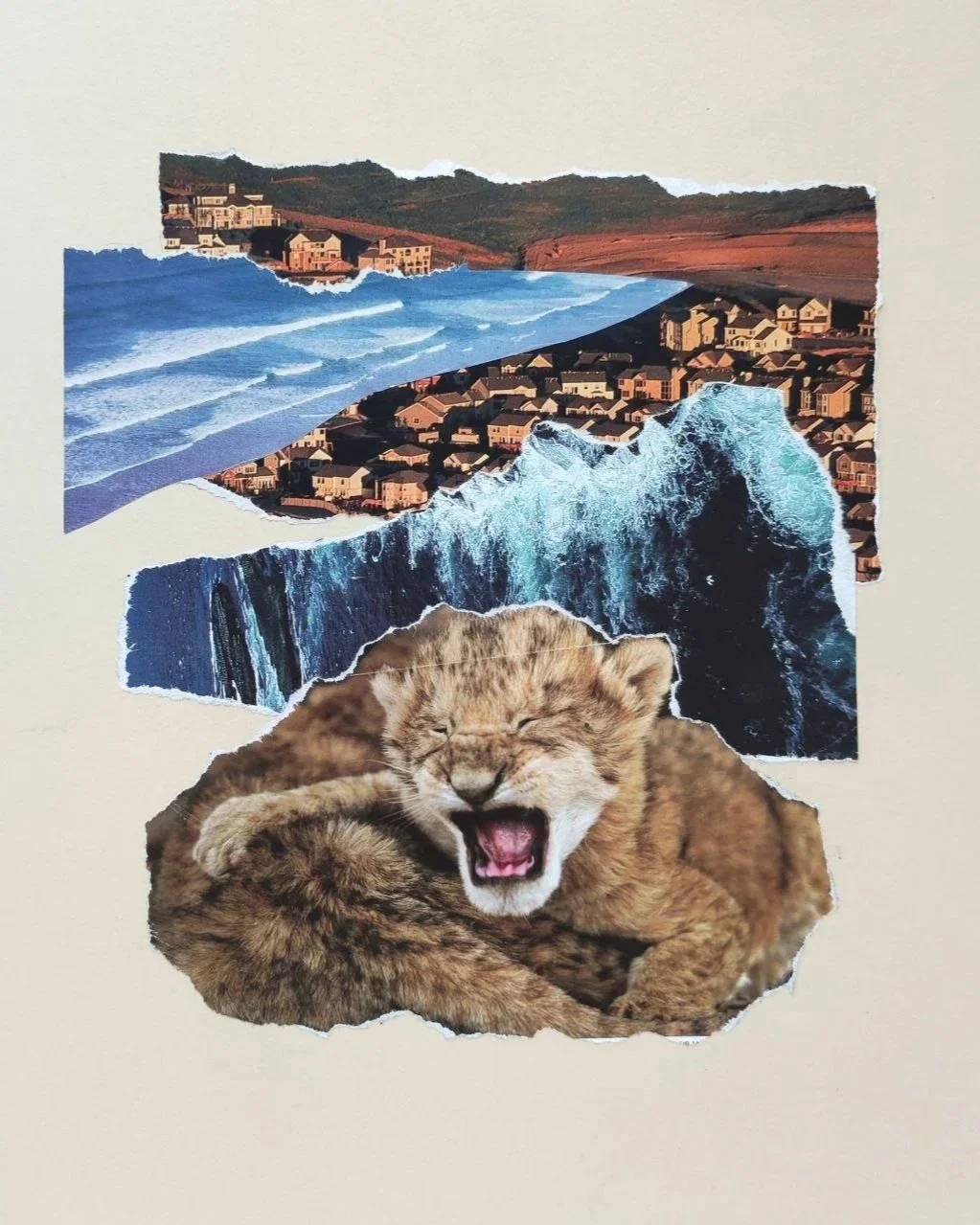 Tears of the Dam 1,
collage,
33 x 38 cm (framed),
2023