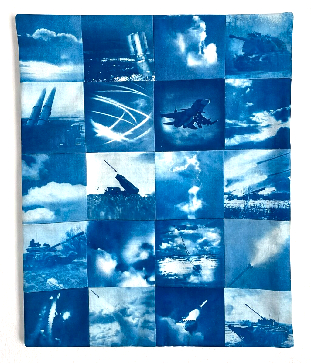 The Source of Light (prototype), cyanotype and quilting, 52x65 cm, 2026