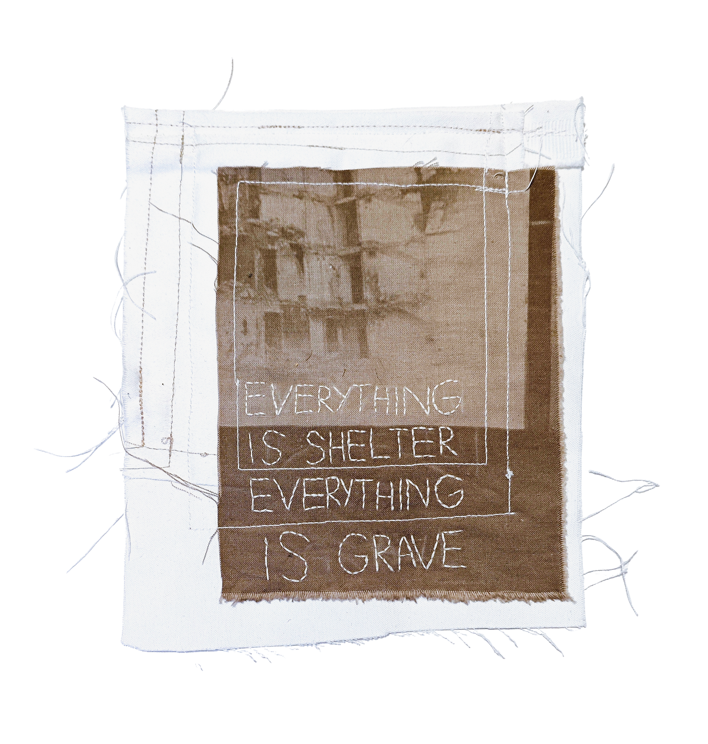 Untitled, exploration of mediums (toned cyanotype, stitching and embriodery on fabric), 35x35 cm, 2025