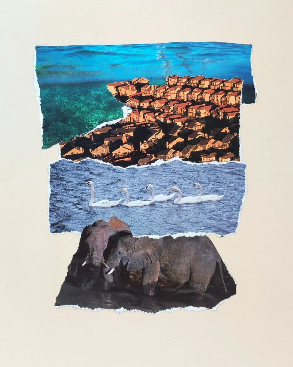 Tears of the Dam 2,
collage,
33 x 38 cm (framed),
2023