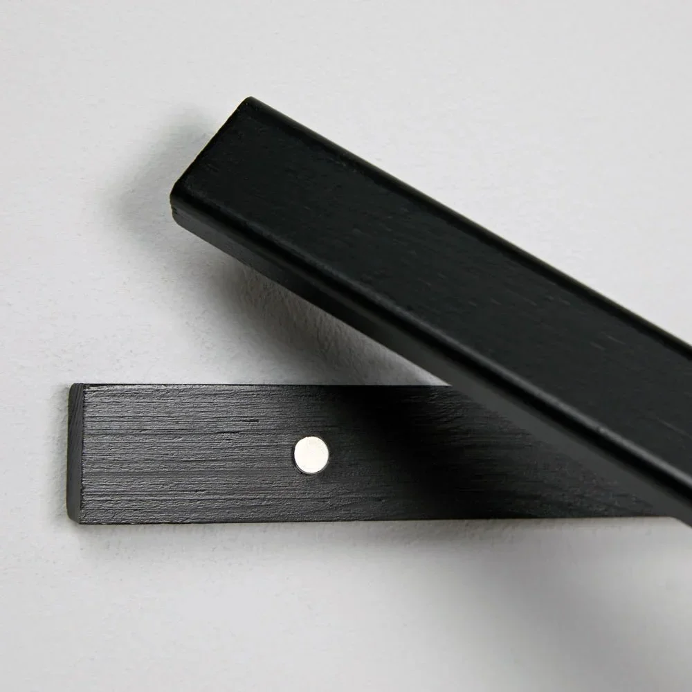 Black wood magnetic poster hanger | Ready to hang affordable frame for prints and art | Black wooden frame