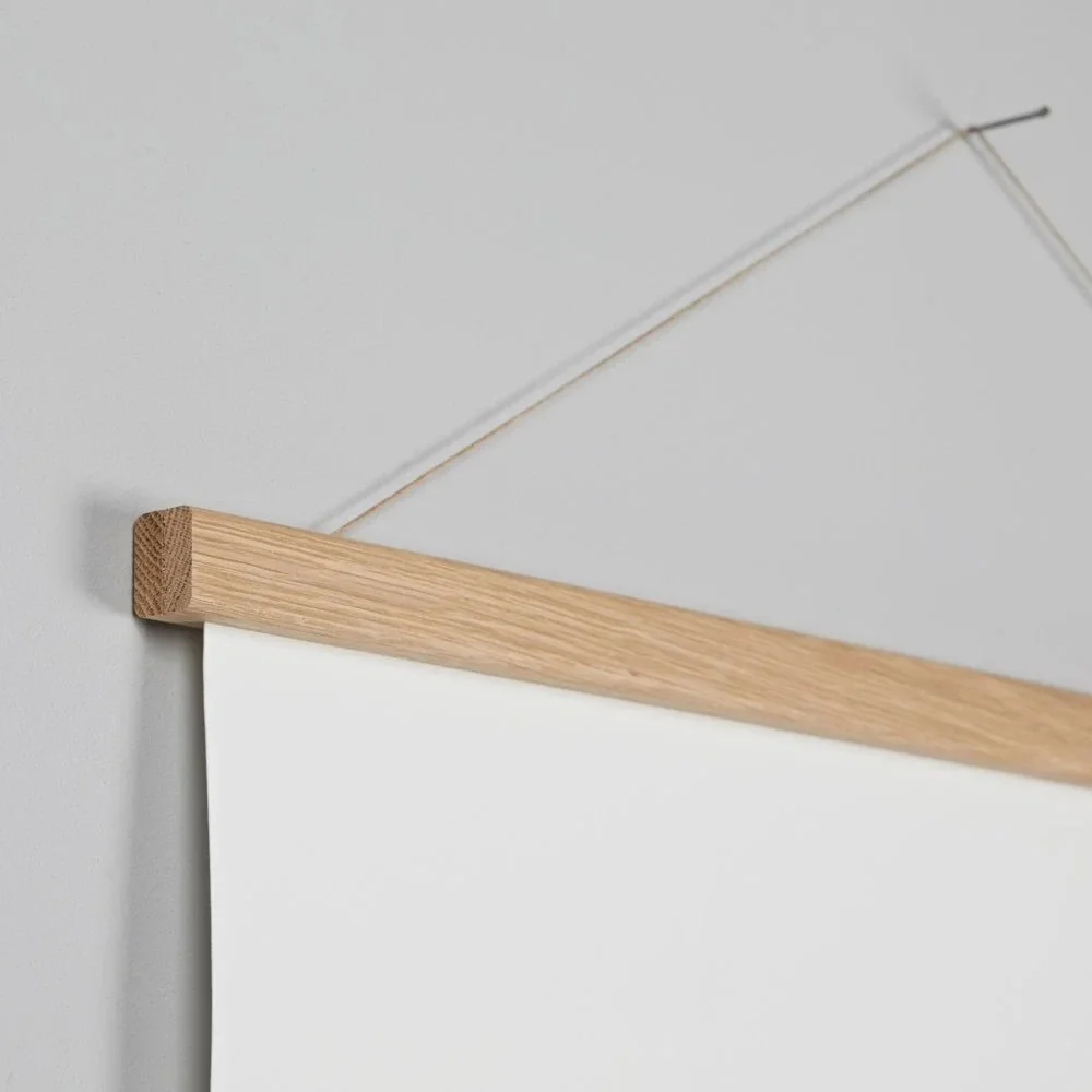 Natural wood magnetic poster hanger | Ready to hang affordable frame for prints and art | Natural wooden frame