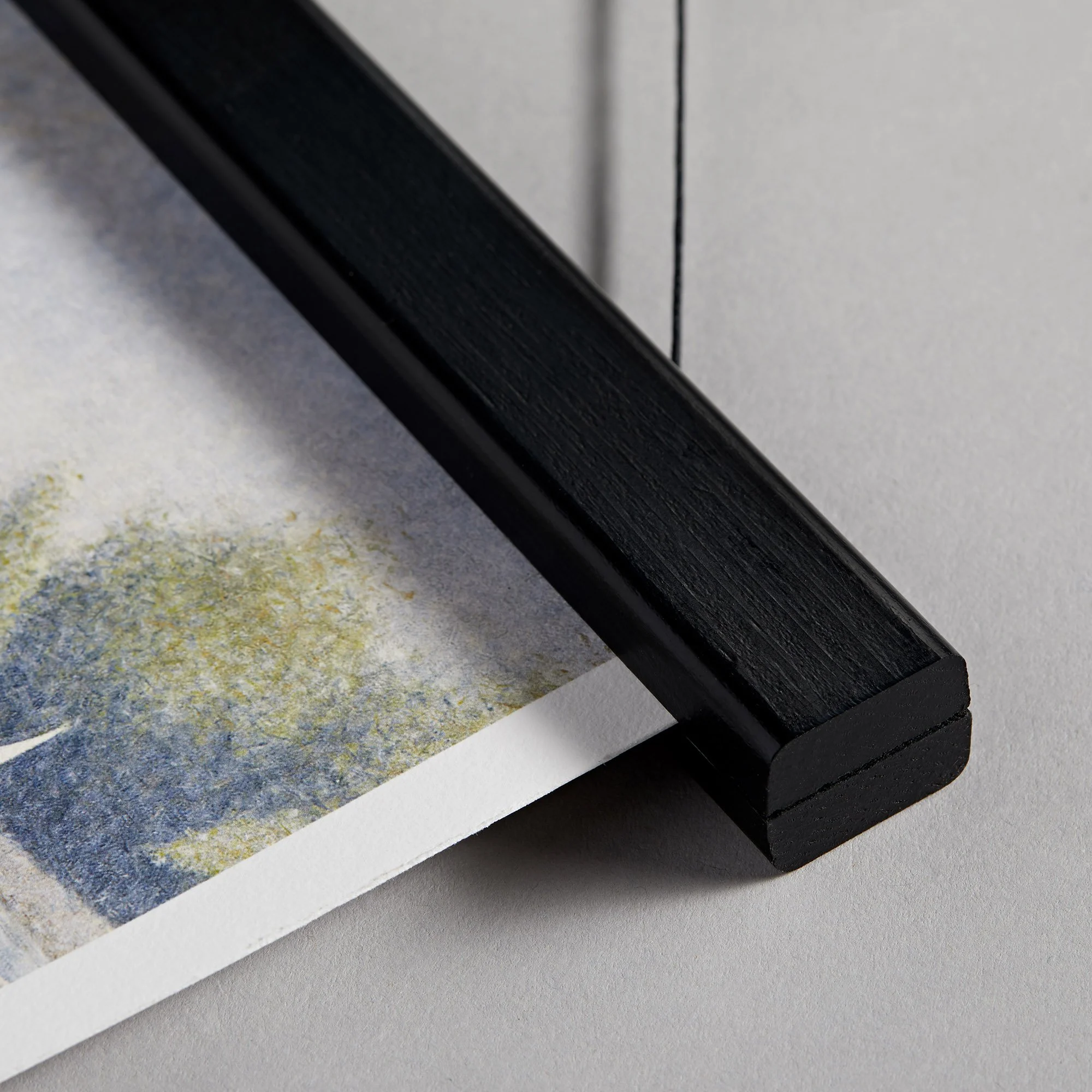 Black wood magnetic poster hanger | Ready to hang affordable frame for prints and art | Black wooden frame