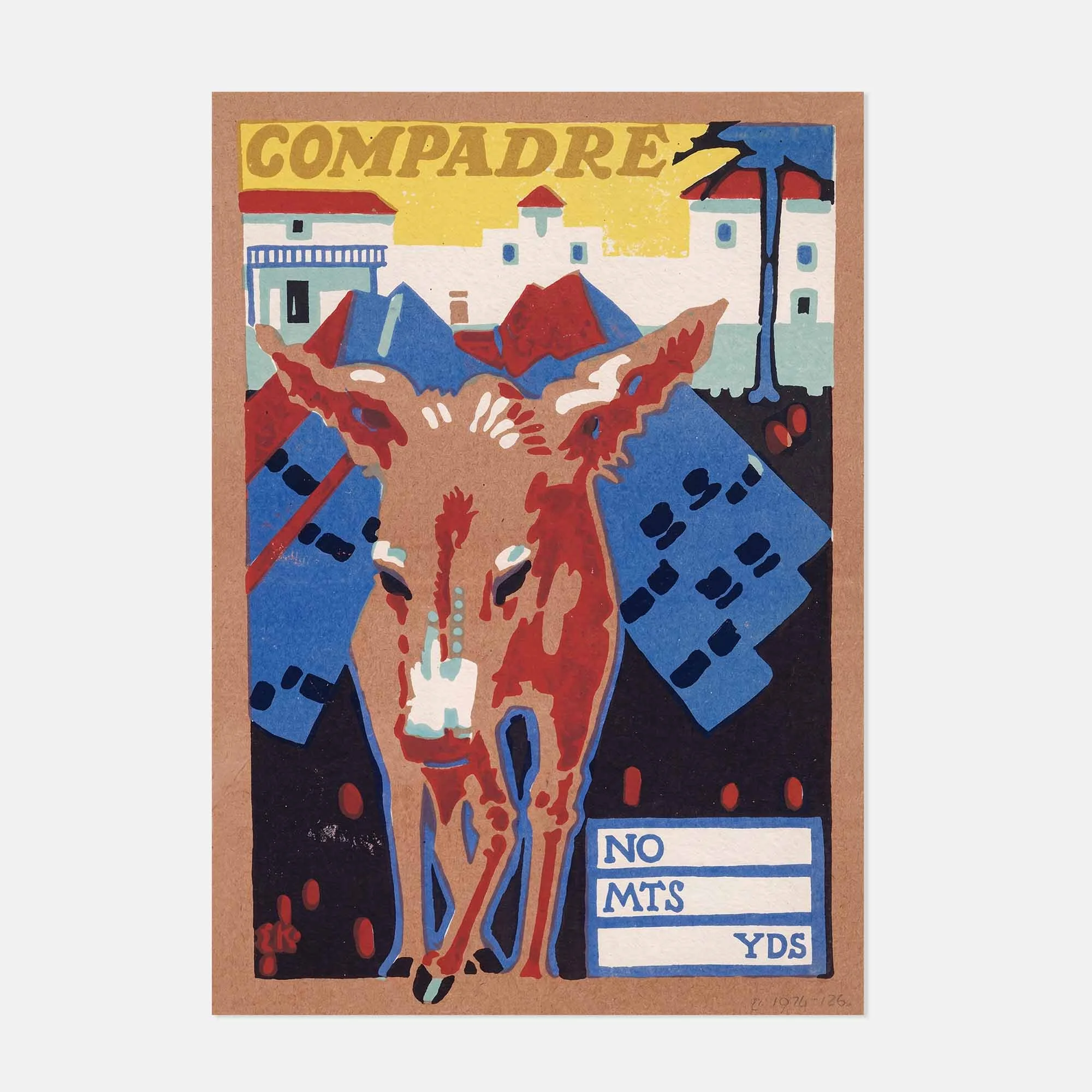 Vintage Fabric Label Art Print | Buddy the Donkey | Compadre | The Print Dispensary | Affordable Wall Art | Unique Art | Edward McKnight Kauffer | Good Mood Art Prints | Midcentury Lithograph