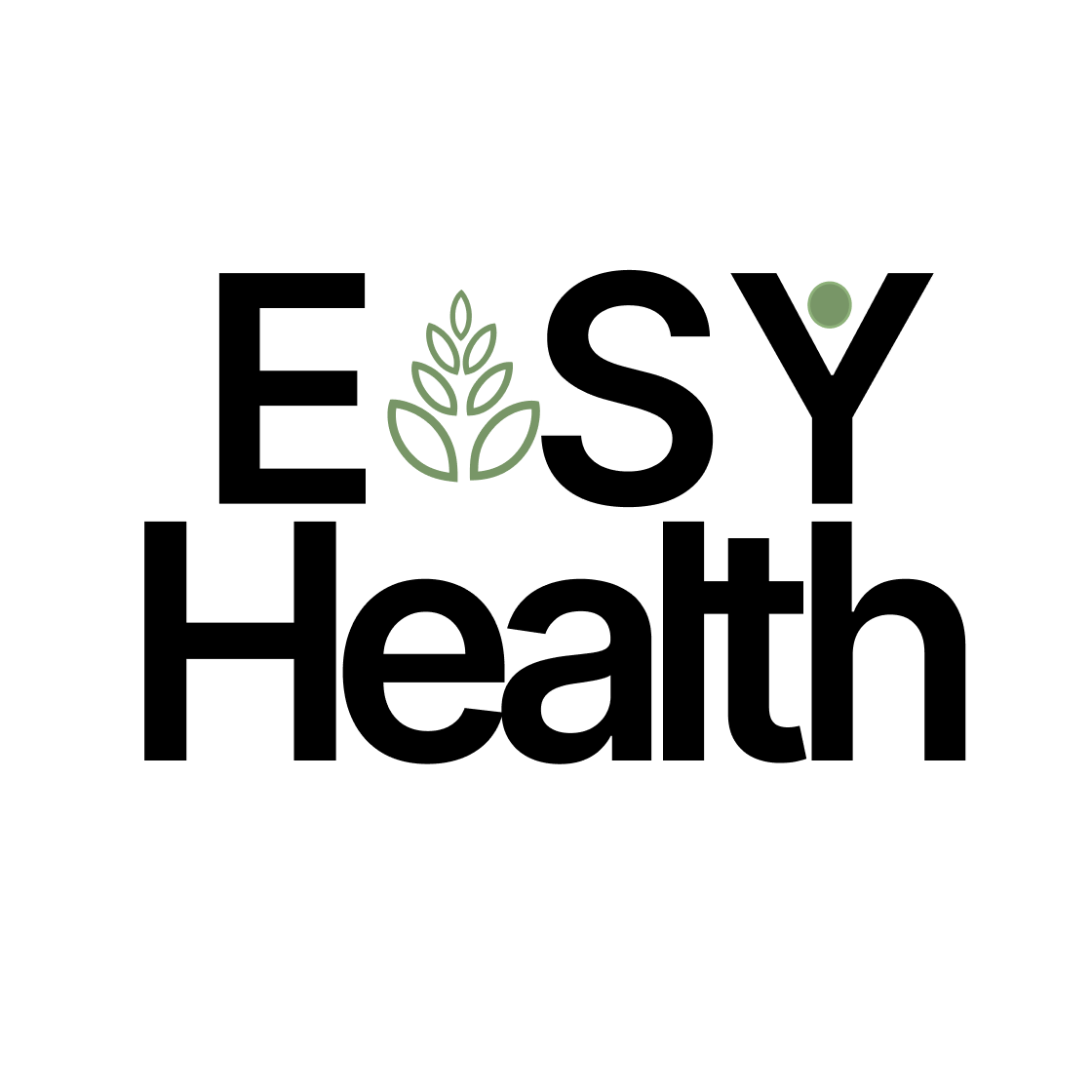 Easy Health Logo In Black Test and Green leaf
